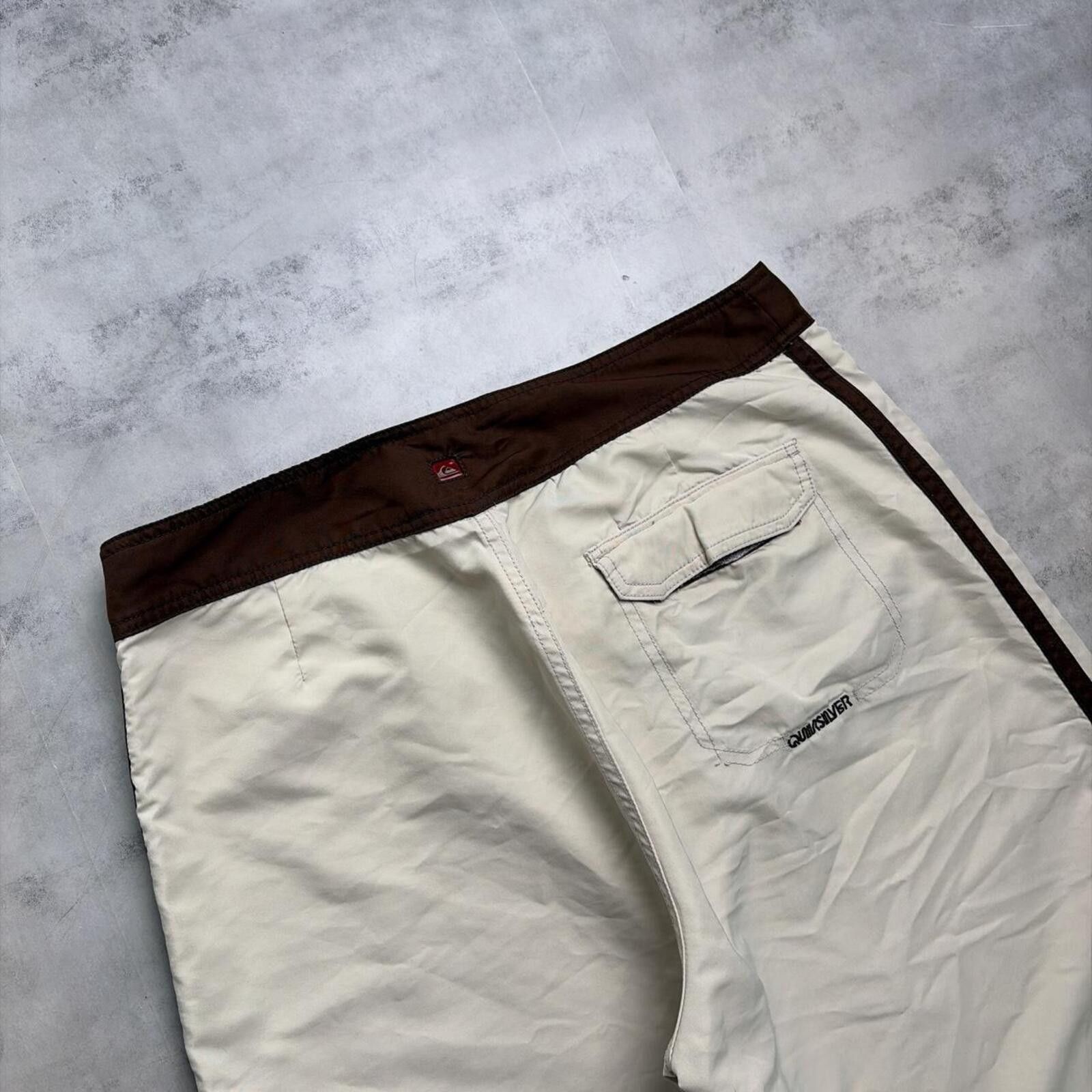 Quiksilver Y2K Beige Quiksilver Surf Grunge Baggy Board Shorts Size US 34 / EU 50 - 5 Thumbnail