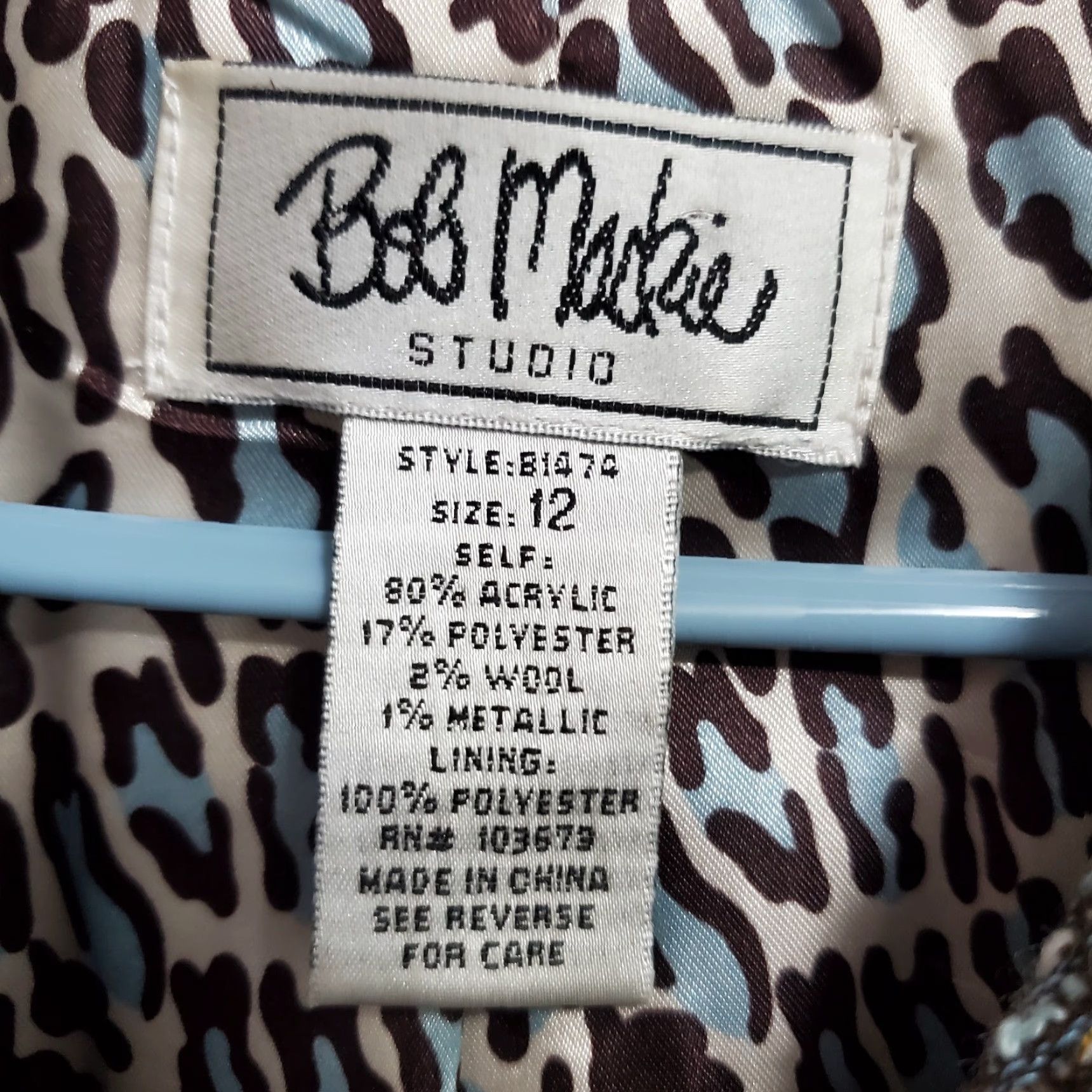 Bob Mackie VINTAGE Bob Mackie Studio Jacket Blazer Womens 12 Brown Blue Tweed Ruffles Shoulder Pads Blazer Womens Size XL / US 12-14 / IT 48-50 - 3 Thumbnail