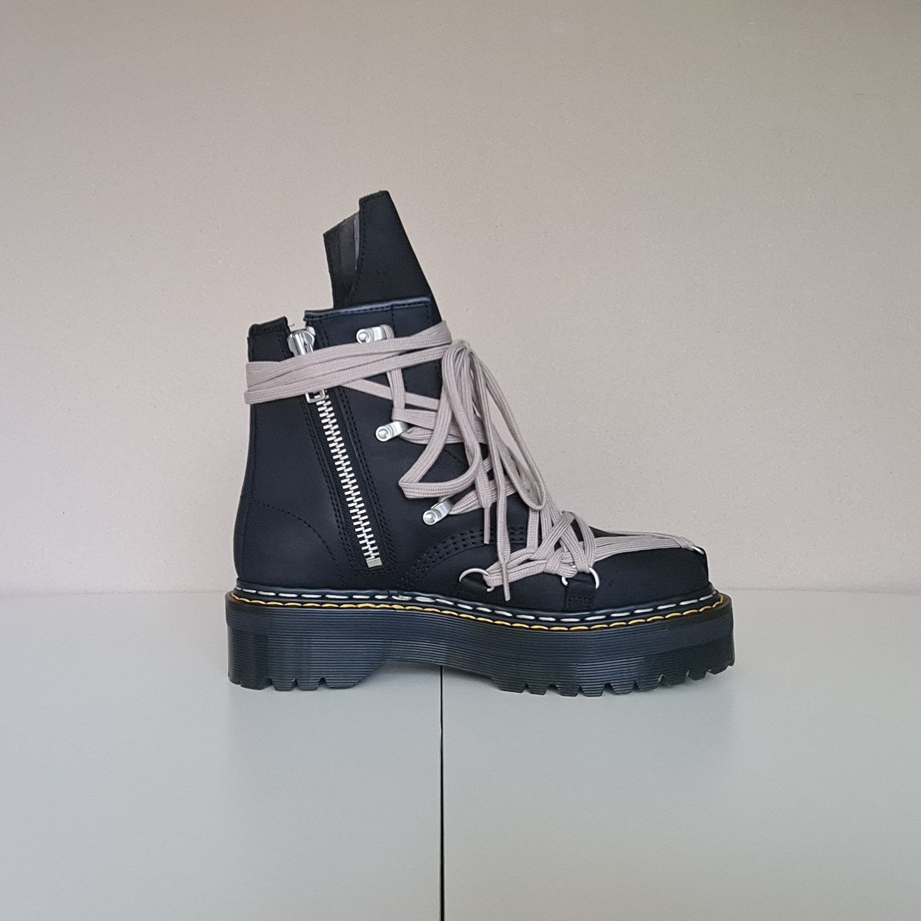 Dr. Martens × Rick Owens Rick Owens Dr. Martens 1460 Quad Sole Megalace Leather Boots Size US 9 / EU 42 - 6 Thumbnail