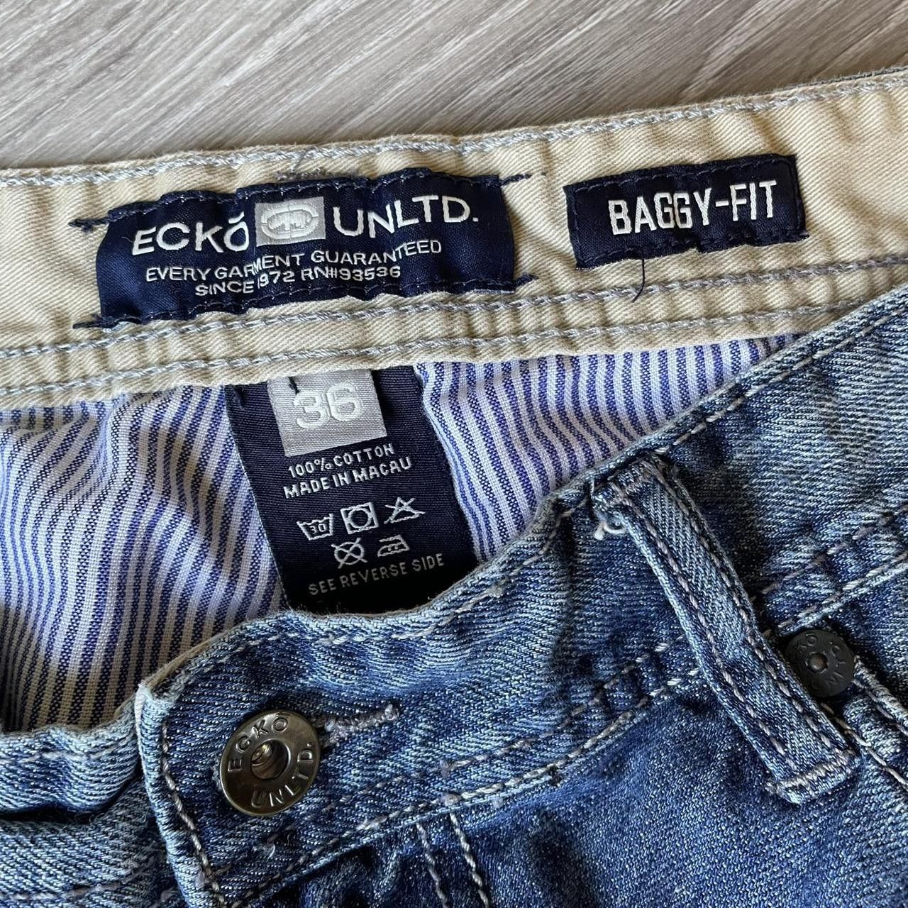Ecko Unltd. × Vintage Vintage Y2K ECKO UNLTD Baggy Wide Leg Embroidered Blue Jeans Size US 36 / EU 52 - 3 Thumbnail