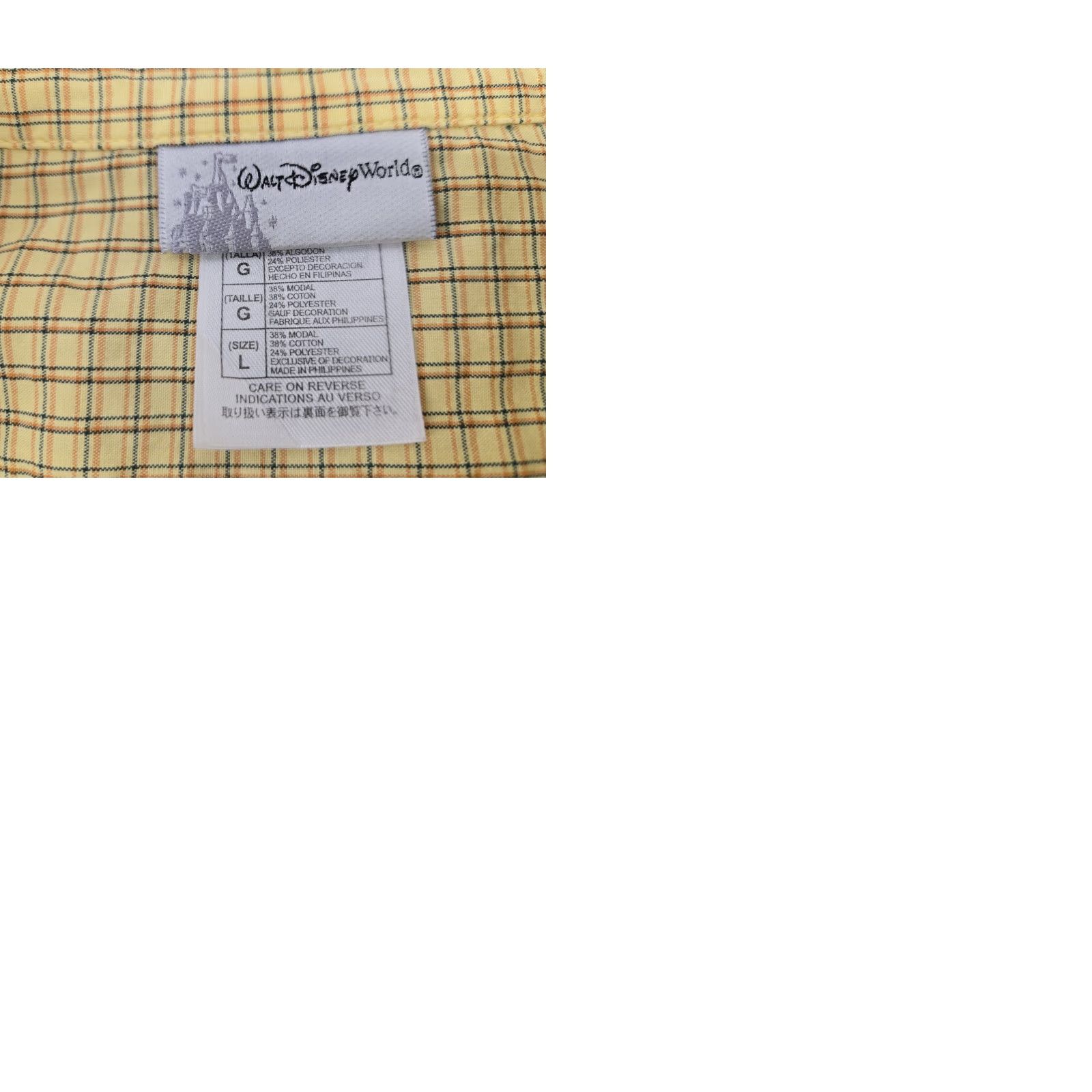 Disney Walt Disney World Mickey Mouse Embroidered Men’s Large Yellow Shirt Checker Shirt Button-Up Men's L Yellow Embroidered Disney World Shirt Size US L / EU 52-54 / 3 - 9 Thumbnail
