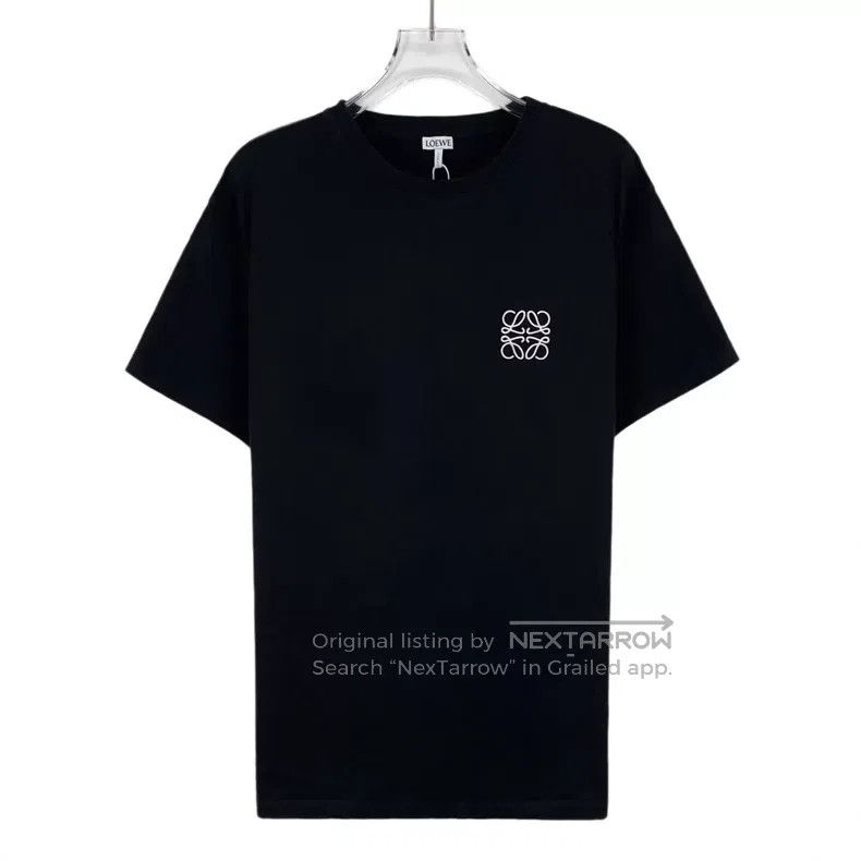 Loewe Loewe Black logo embroidered cotton round neck short sleev Size US M / EU 48-50 / 2 - 1 Thumbnail