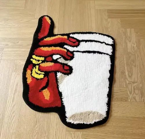 Japanese Brand Kurusu x Aika Holding Cup in Hand Vintage Tufted Bedroom Rug Size ONE SIZE - 3 Thumbnail