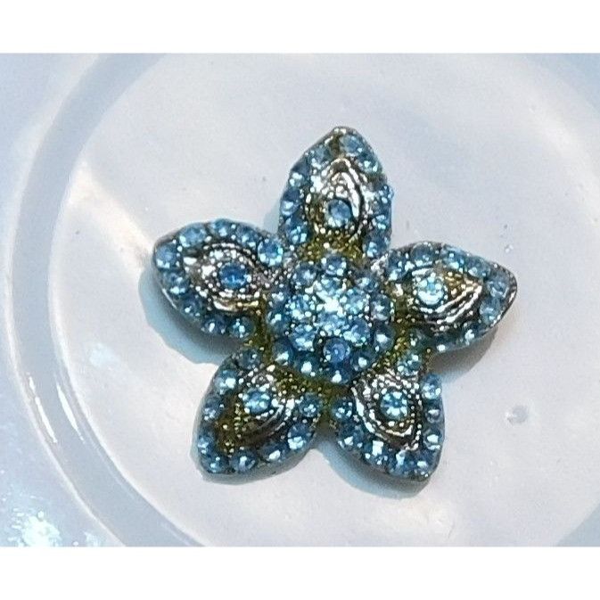 Other Vintage Blue And Silver Tone Rhinestone Floral Star Brooch Size ONE SIZE - 2 Thumbnail