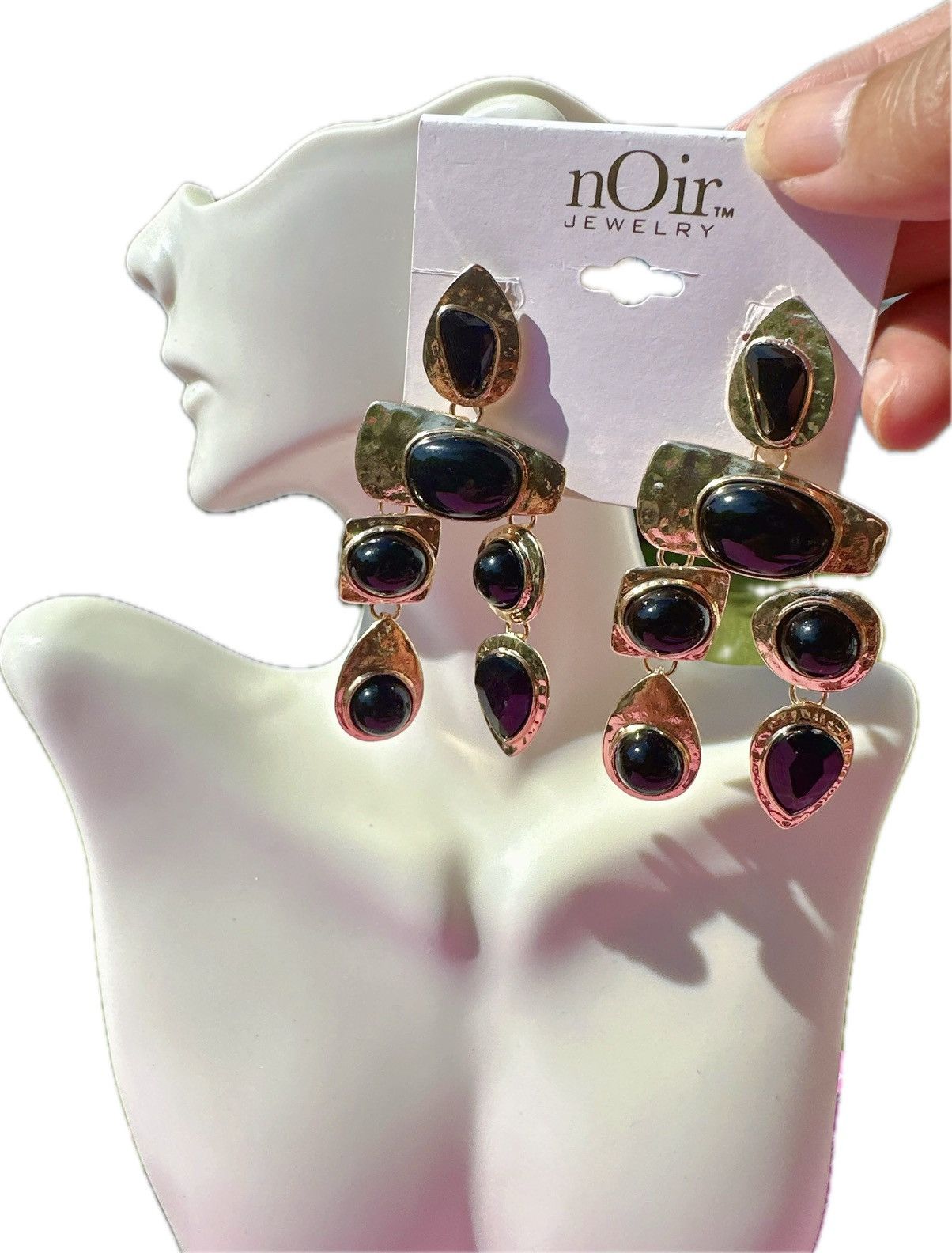 Designer nOir Jewelry Gold tone Black beads Earrings tassels drops Size ONE SIZE - 1 Thumbnail