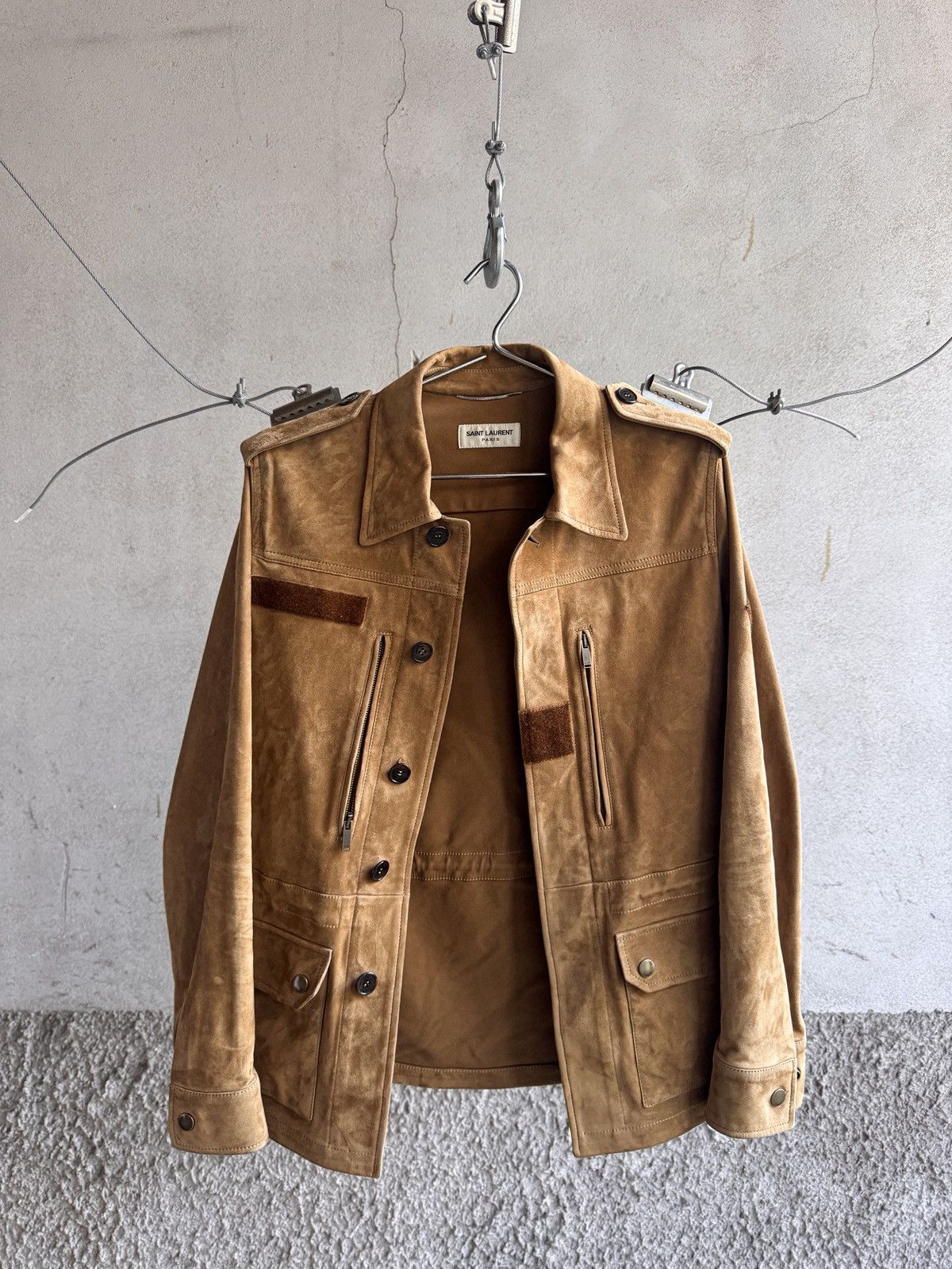 Saint Laurent Paris Saint Laurent “F2” Lamb Suede Military Jacket Size US S / EU 44-46 / 1 - 1 Thumbnail