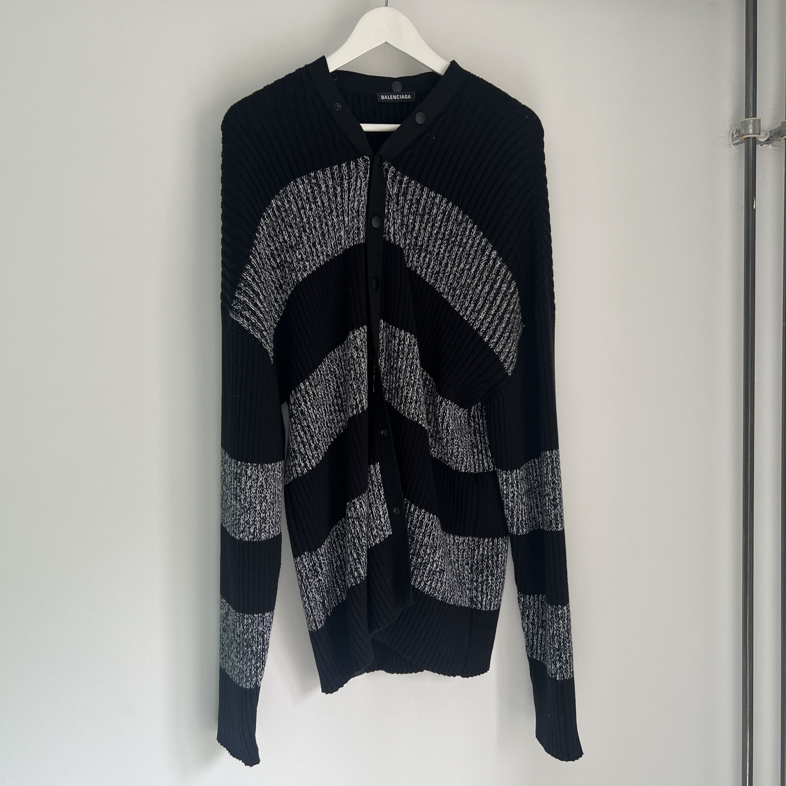 Balenciaga logo print stripped cardigan Size US M / EU 48-50 / 2 - 1 Thumbnail