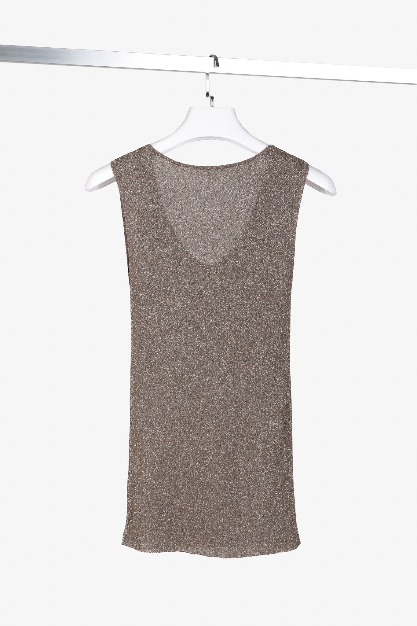 Brunello Cucinelli Brunello Cucinelli AW/20 Taupe Shimmer Knit Tank Size M / US 6-8 / IT 42-44 - 2 Thumbnail