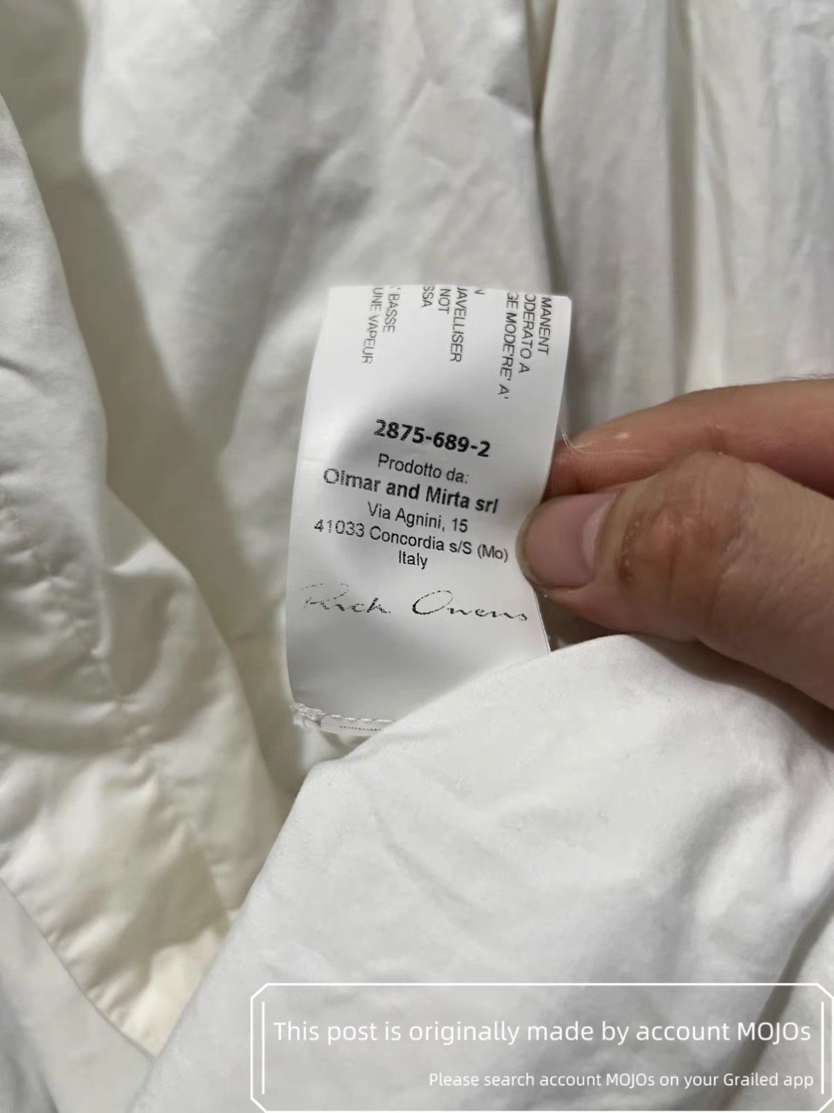 Rick Owens Sz 52 Rick Owens 14AW Moody White Shirt Jacket mojos1223 Size US L / EU 52-54 / 3 - 9 Thumbnail