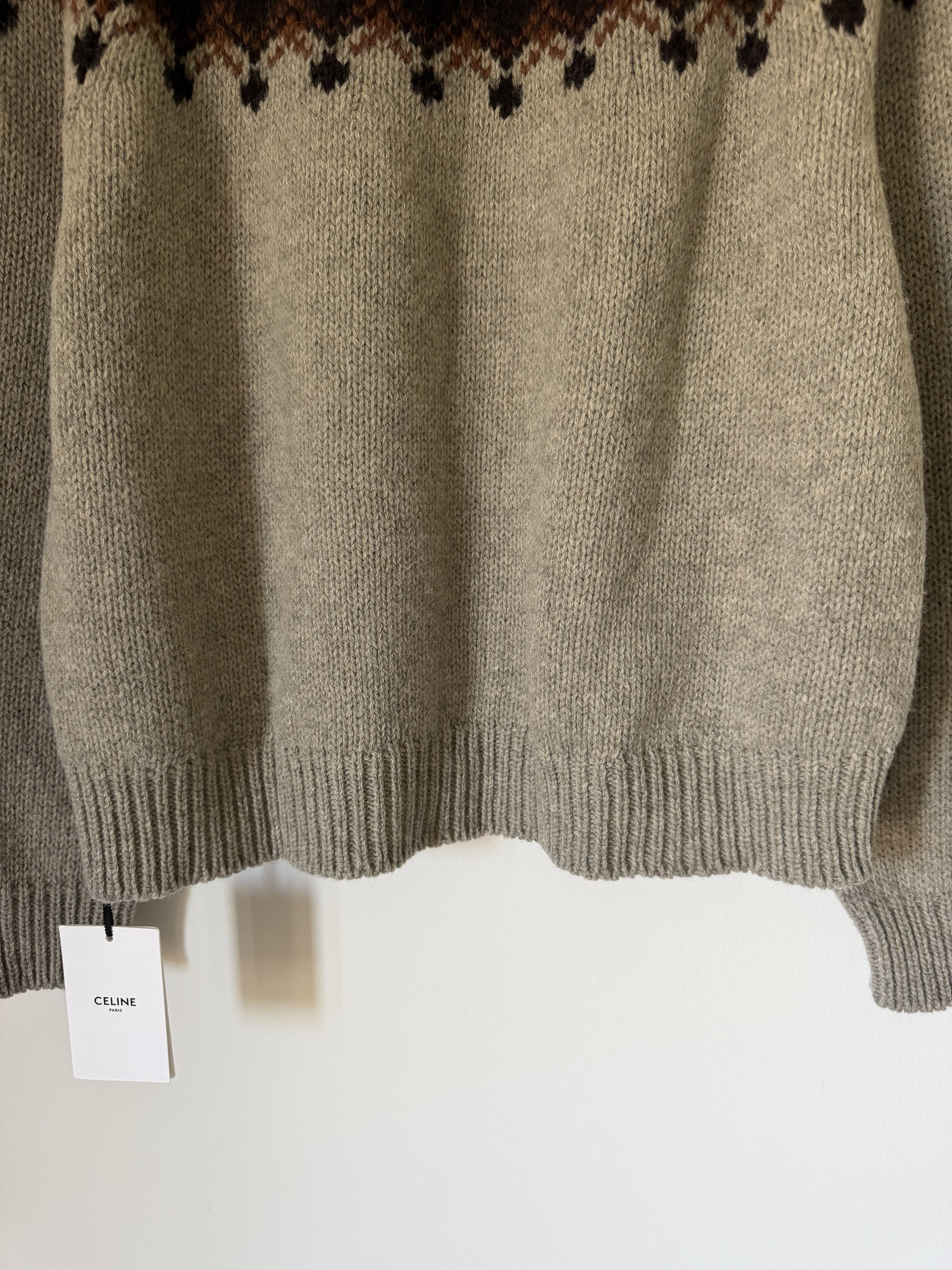 Celine Celine Fair Isle Wool Sweater in Gray Size US XL / EU 56 / 4 - 7 Thumbnail