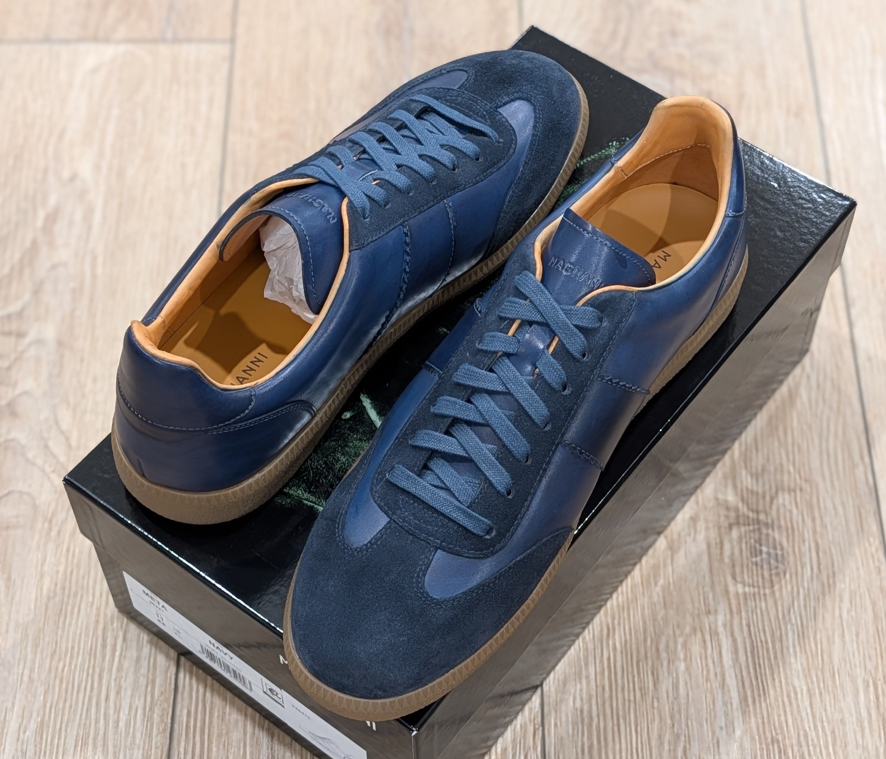 Magnanni Magnanni "Meta" Leather Low-Top Sneakers Navy/Blue US 11 Size US 11 / EU 44 - 1 Thumbnail