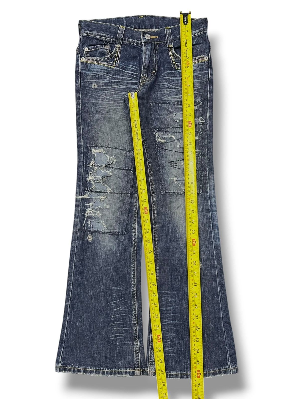 Edwin Flared Vintage Edwin - Faded Wash, Low Rise,Distressed Denim Size 27" / US 4 / IT 40 - 14 Thumbnail