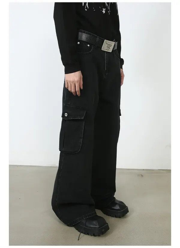 VIBE Black Cargo Baggy Denim Jeans Size US 28 / EU 44 - 5 Thumbnail