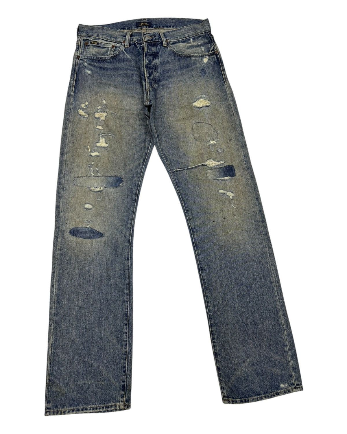 Kapital 🔥POLO RALPH LAUREN BORO MUD WASH DISTRESSED DENIM JEANS Size US 34 / EU 50 - 6 Thumbnail