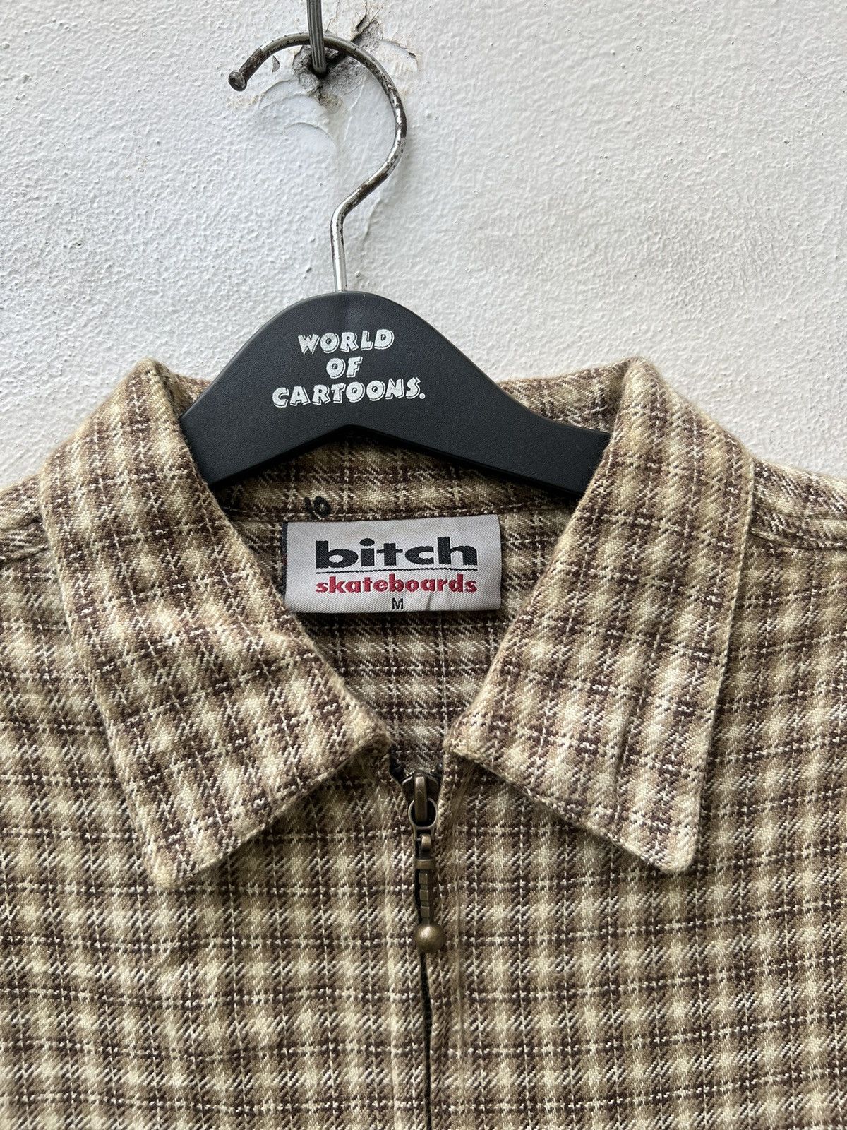 Girl Skateboards × Vintage Vintage 90s Bitch Skateboards Checkered Flannel Jacket Shirt Size US M / EU 48-50 / 2 - 7 Thumbnail
