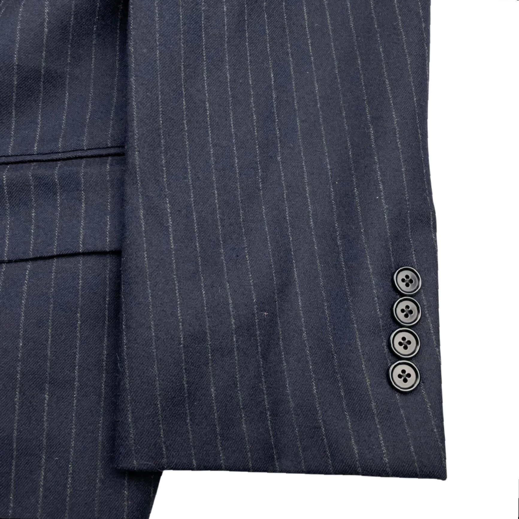 Brooks Brothers VINTAGE Brooks Brothers x Loro Piana Men's 1818 Madison Blazer Navy Stripe 44R USA Mens Blazer Three-Button Notch Lapel Wool Double-Vented Size 44R - 3 Thumbnail