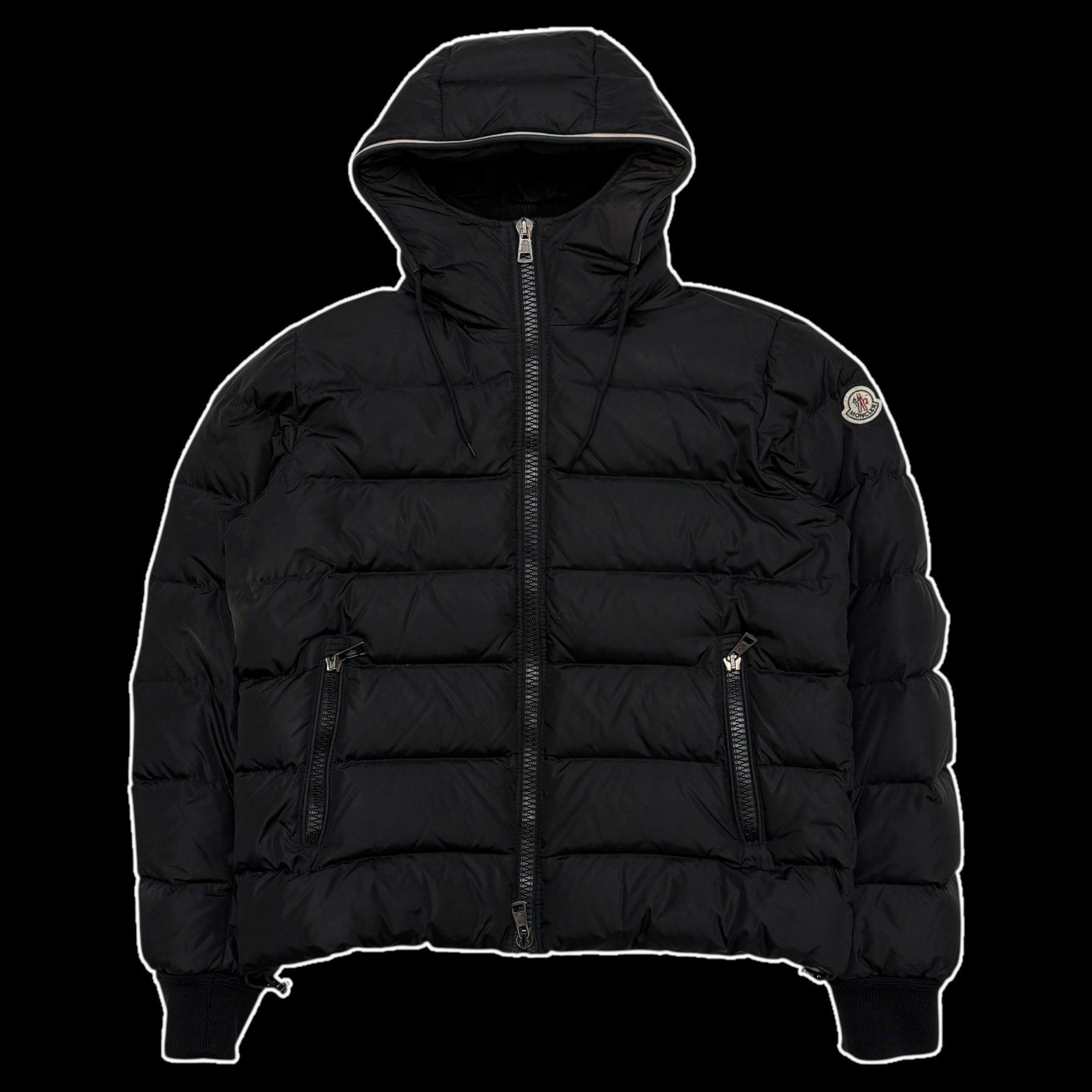 Moncler Aubert Hooded Down Jacket Matte Black (fits M)
