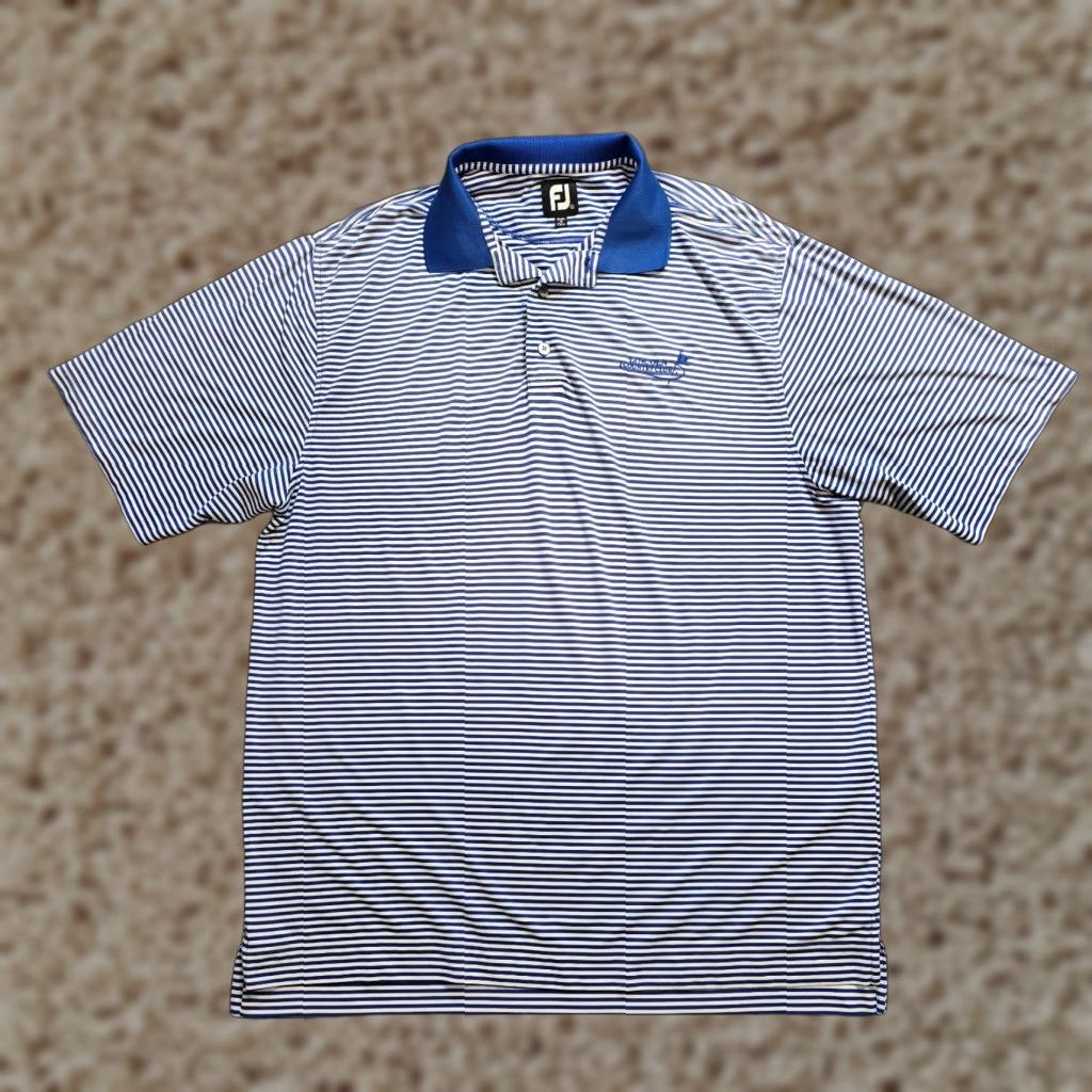 Footjoy FootJoy Polo Shirt Mens L Blue Striped Performance Golf Stretch Casual - Classic Polo Shirt Mens L Blue Striped FootJoy Golf Polo Size US L / EU 52-54 / 3 - 1 Thumbnail