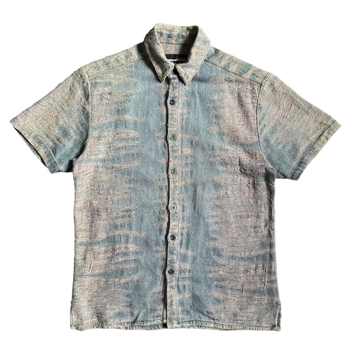 image of In The Attic Distressed Shirt in Denim, Men's (Size Large)