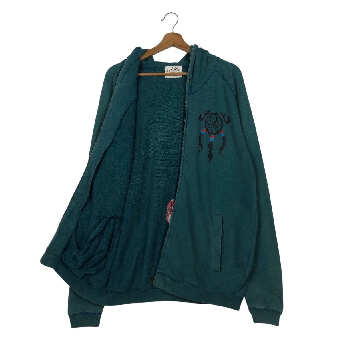 Japanese Brand Vintage LockHeaven Teal Zip Hoodie Embroidered Dreamcatcher Size US L / EU 52-54 / 3 - 13 Thumbnail