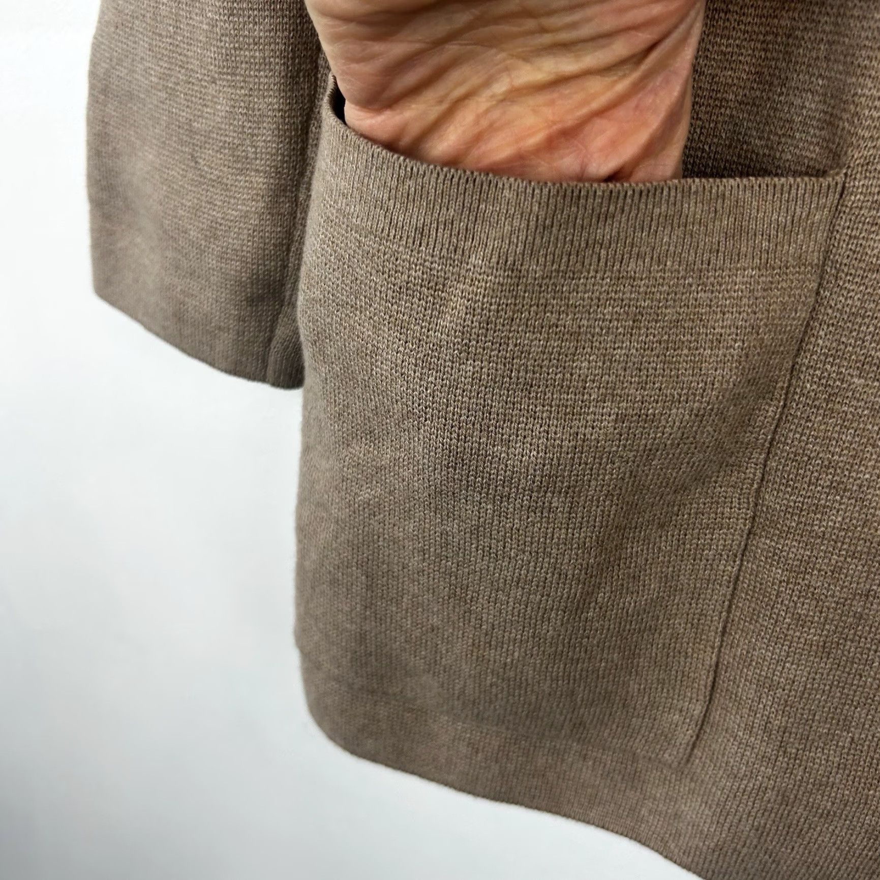 J.CREW Blazer Womens XS P Beige 100% Cotton Knit Single-Breasted Notch Lapel Office Business Casual Formal Party/Cocktail Travel Workwear Suit Jacket