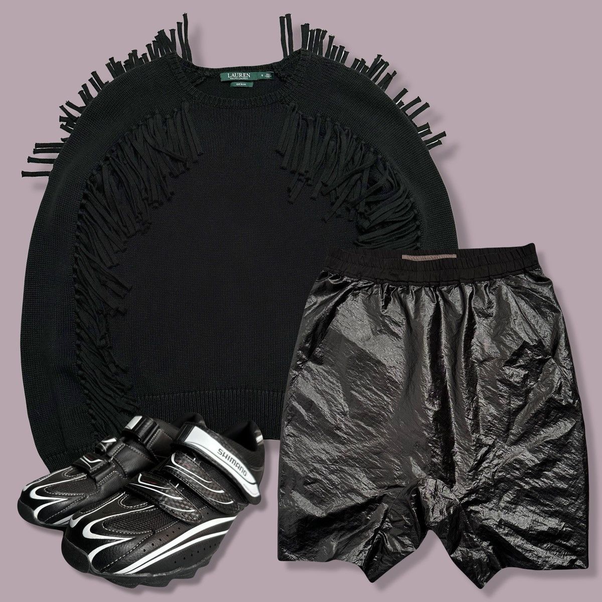image of Archival Clothing x Rick Owens Nylon Island S/s13 Shorts in Black, Men's (Size 32)