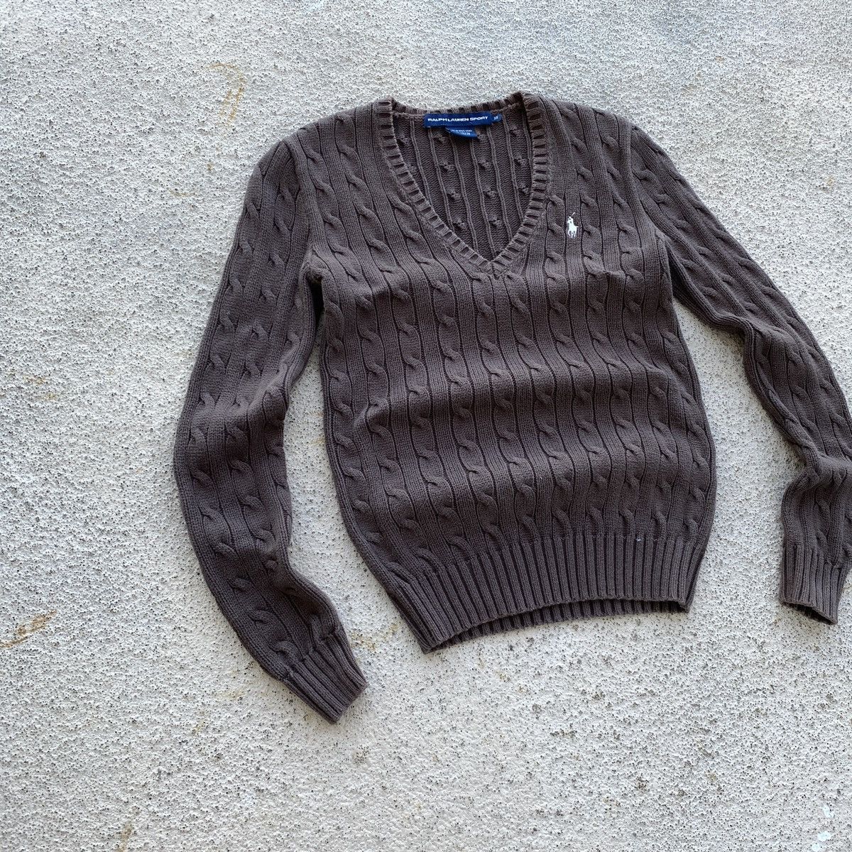 Polo Ralph Lauren Vintage 90s Y2K Ralph Lauren Cable Knit sweater USA Brown Size S / US 4 / IT 40 - 2 Thumbnail