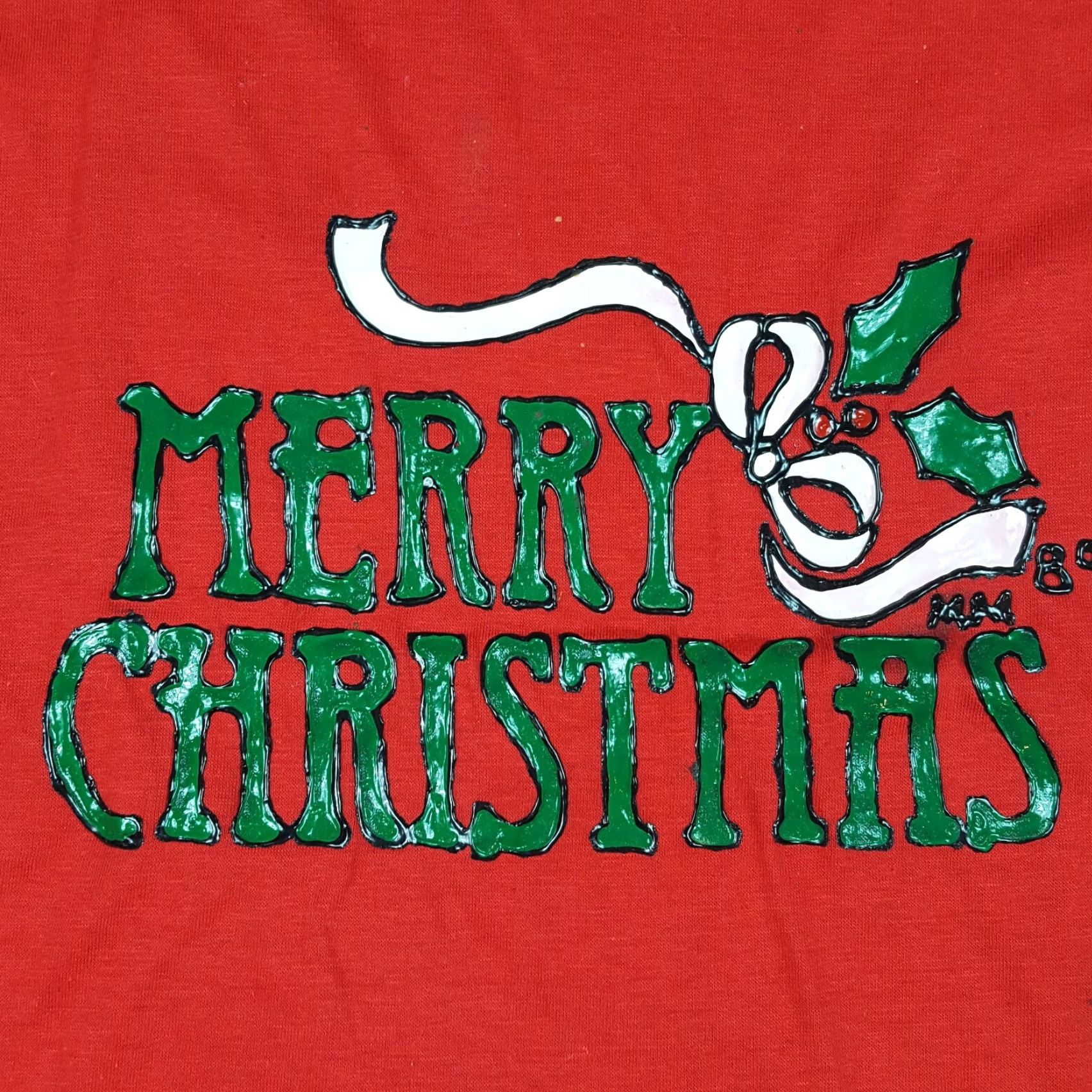 Etro VINTAGE Merry Christmas Men's L Red USA Made Holly Holiday Retro T Shirt Size US L / EU 52-54 / 3 - 3 Thumbnail