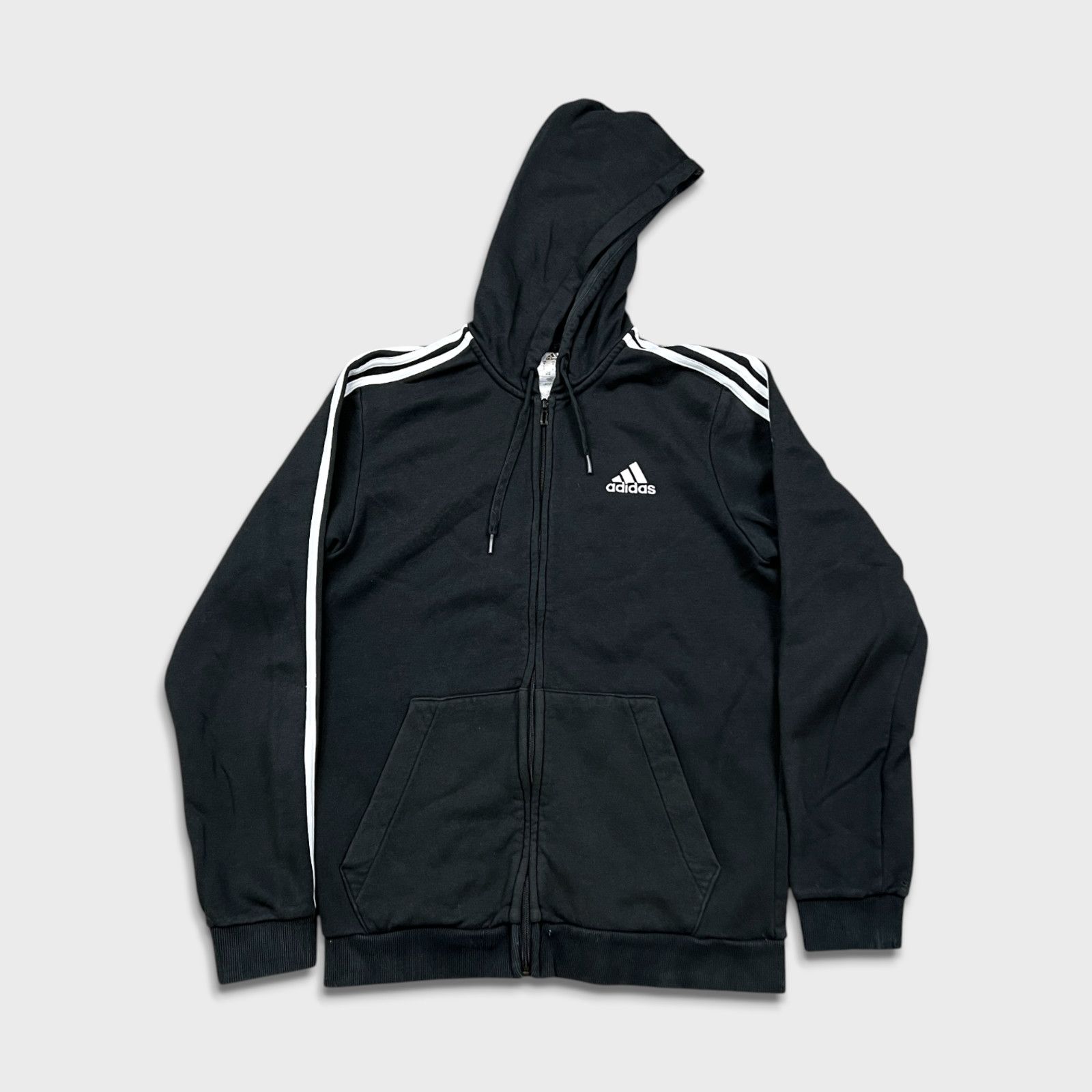 Adidas × Vintage Adidas Hoodie Essentials Spellout Full Zip Hooded Sweatshirt Size US M / EU 48-50 / 2 - 1 Thumbnail