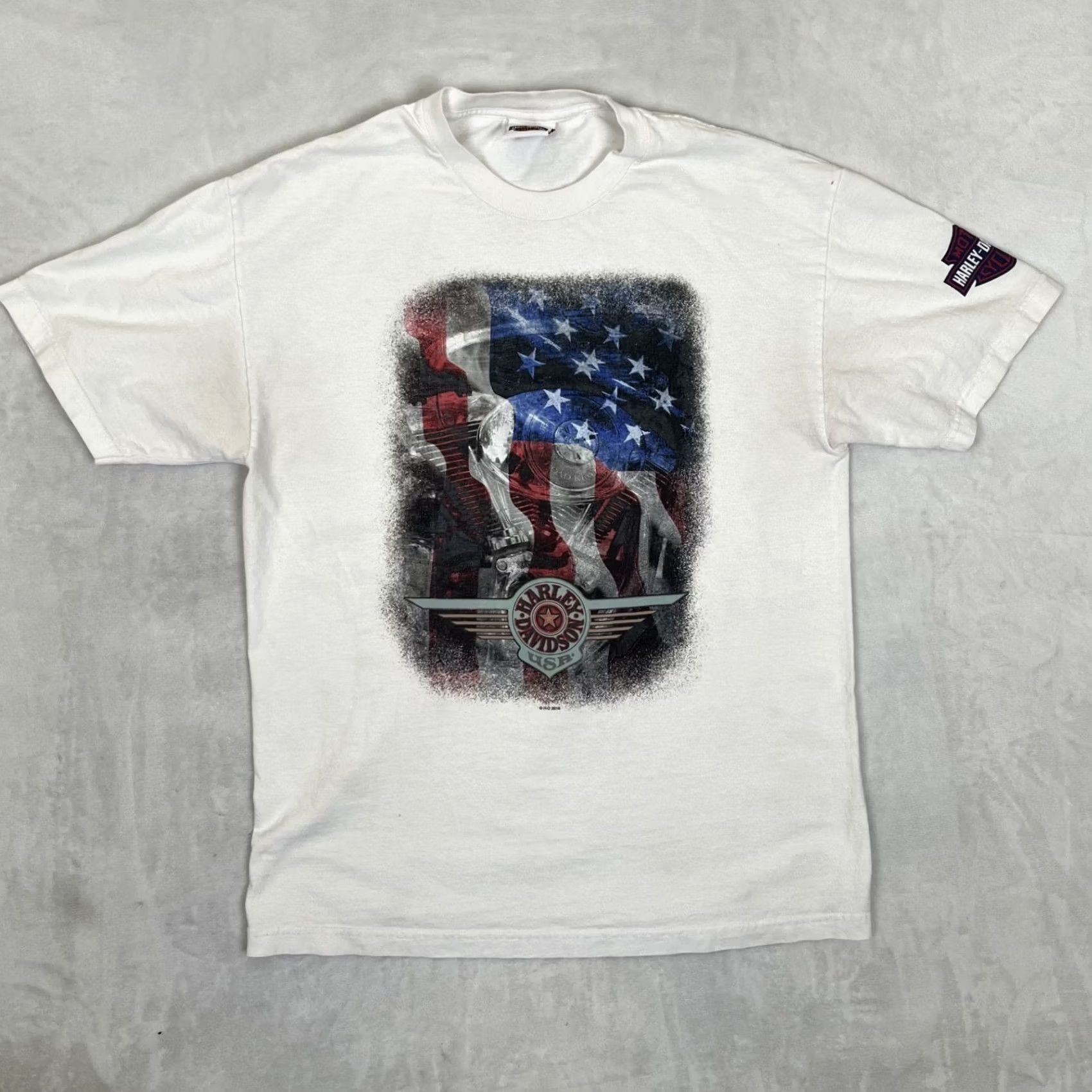 Harley Davidson Harley-Davidson T-Shirt Short Sleeve White Double-Sided Logo Crew Neck L Adult Men USA 2000s Vintage-None Size US L / EU 52-54 / 3 - 2 Thumbnail