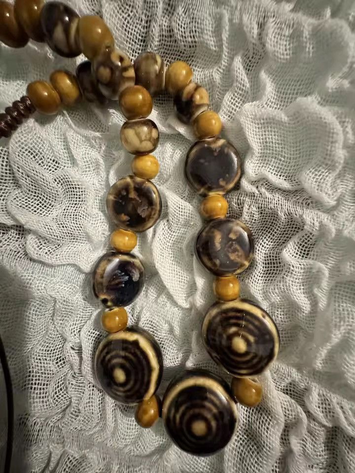 Japanese Brand HANDCRAFTED Speckled Ceramic Bead Necklace - Artisanal Size ONE SIZE - 3 Thumbnail