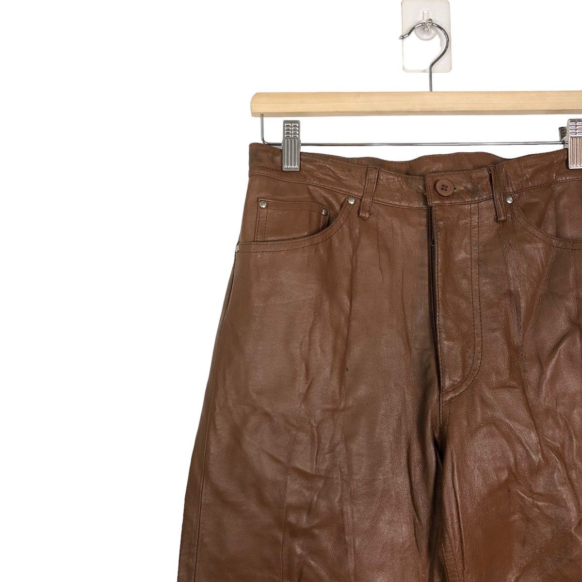 Issey Miyake 🔥Rare 90’s Soft Genuine Leather Pants Bonskip Issey Miyake Size US 28 / EU 44 - 6 Thumbnail