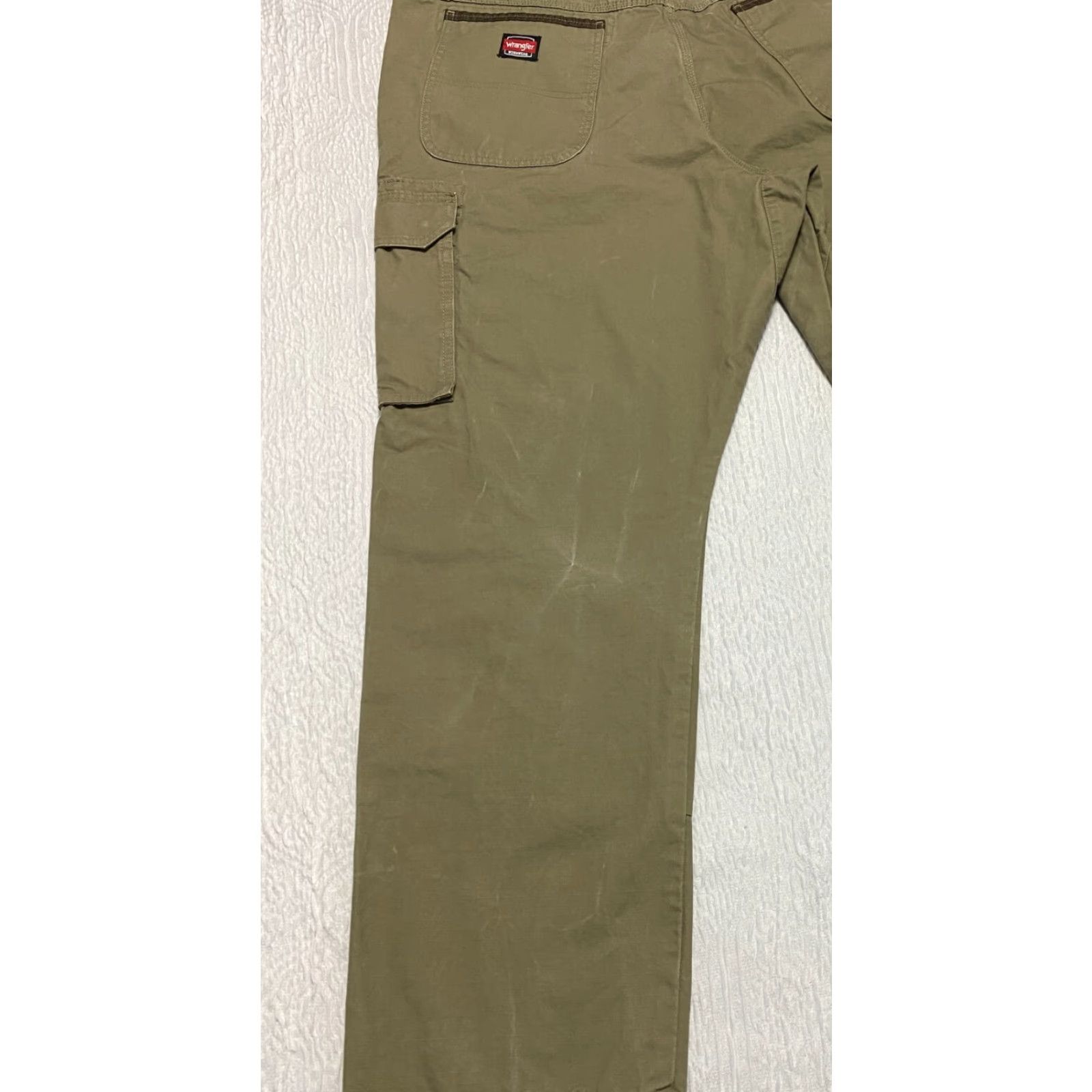 Wrangler Wrangler Workwear Relaxed Fit Carpenter Cargo Pants 42×32 Beige Wide Leg Ripstop 5-Pocket Mens Jeans Pants Size US 42 / EU 58 - 3 Thumbnail