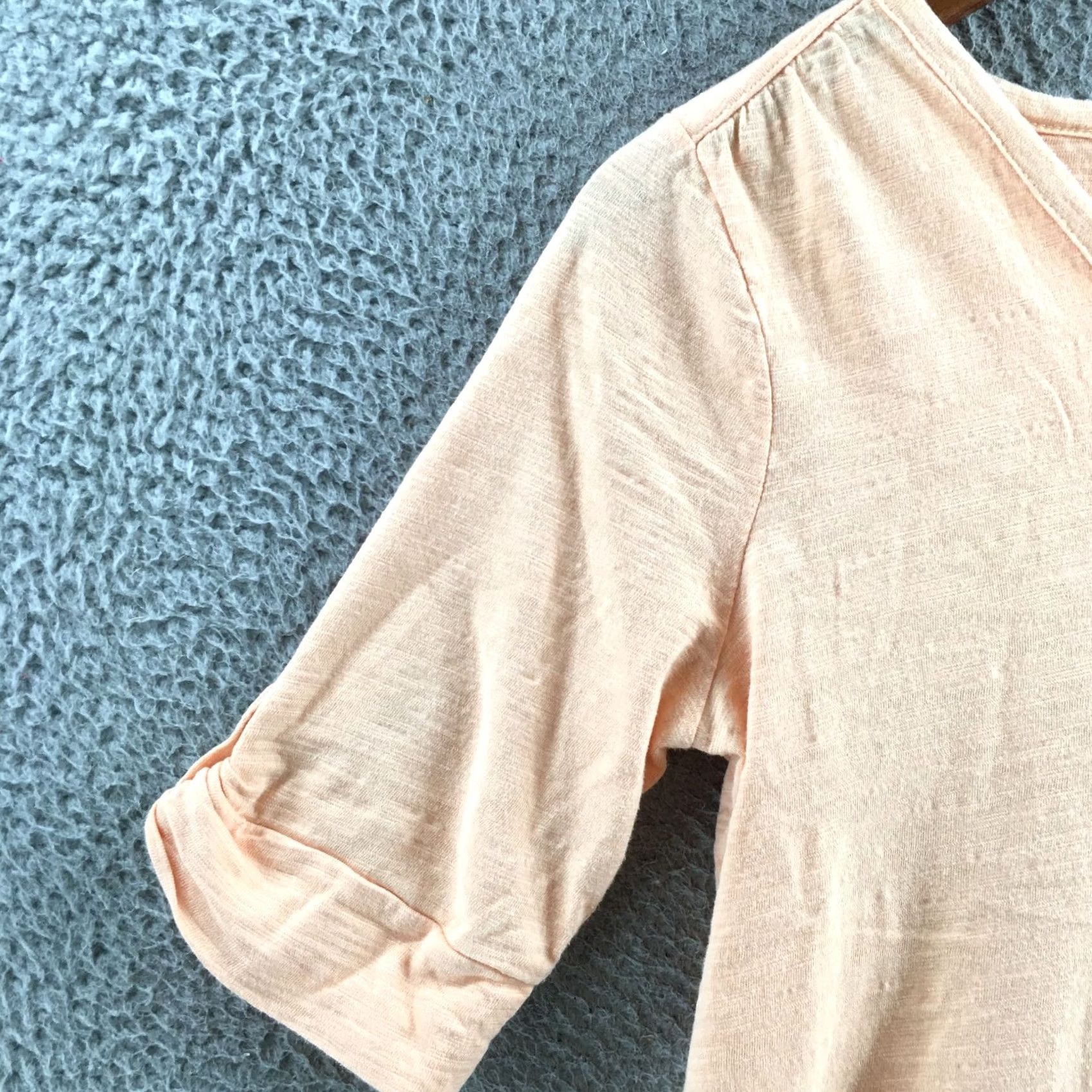 Vintage Chico’s Womens Peach V-Neck Henley Top 3/4 Roll Tab Sleeves Tee Shirt 0 Casual Size XS / US 0-2 / IT 36-38 - 4 Thumbnail