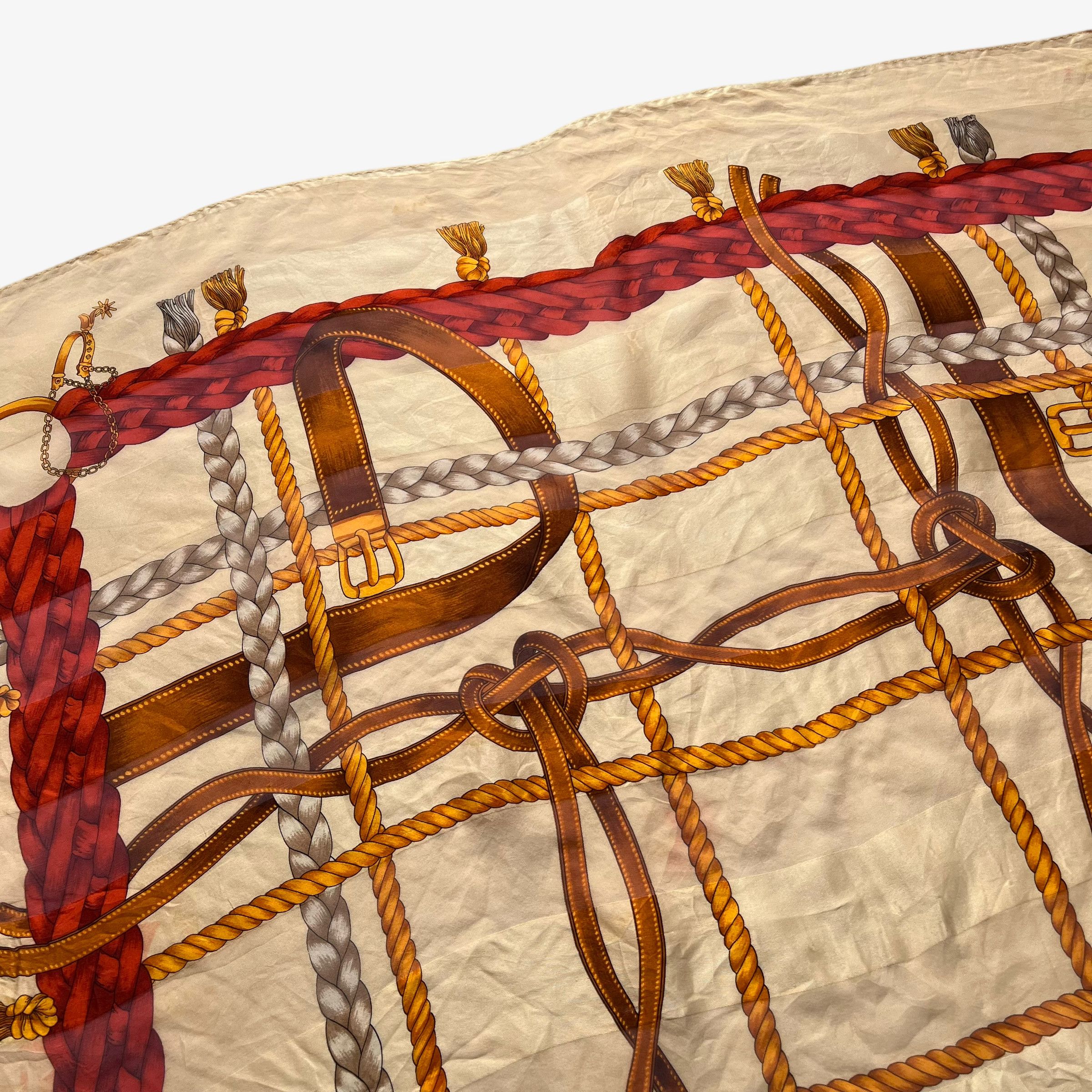 Paolo Gucci Vintage 80s Paolo Gucci Equestrian Buckle Print Silk Scarf Size ONE SIZE - 4 Thumbnail