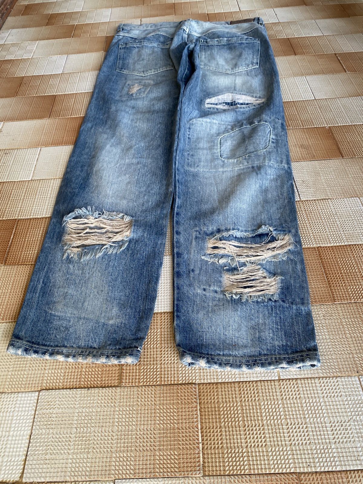 Beauty Beast × PPFM Vintage candy stripper slim cut distressed denim Size US 33 - 5 Thumbnail