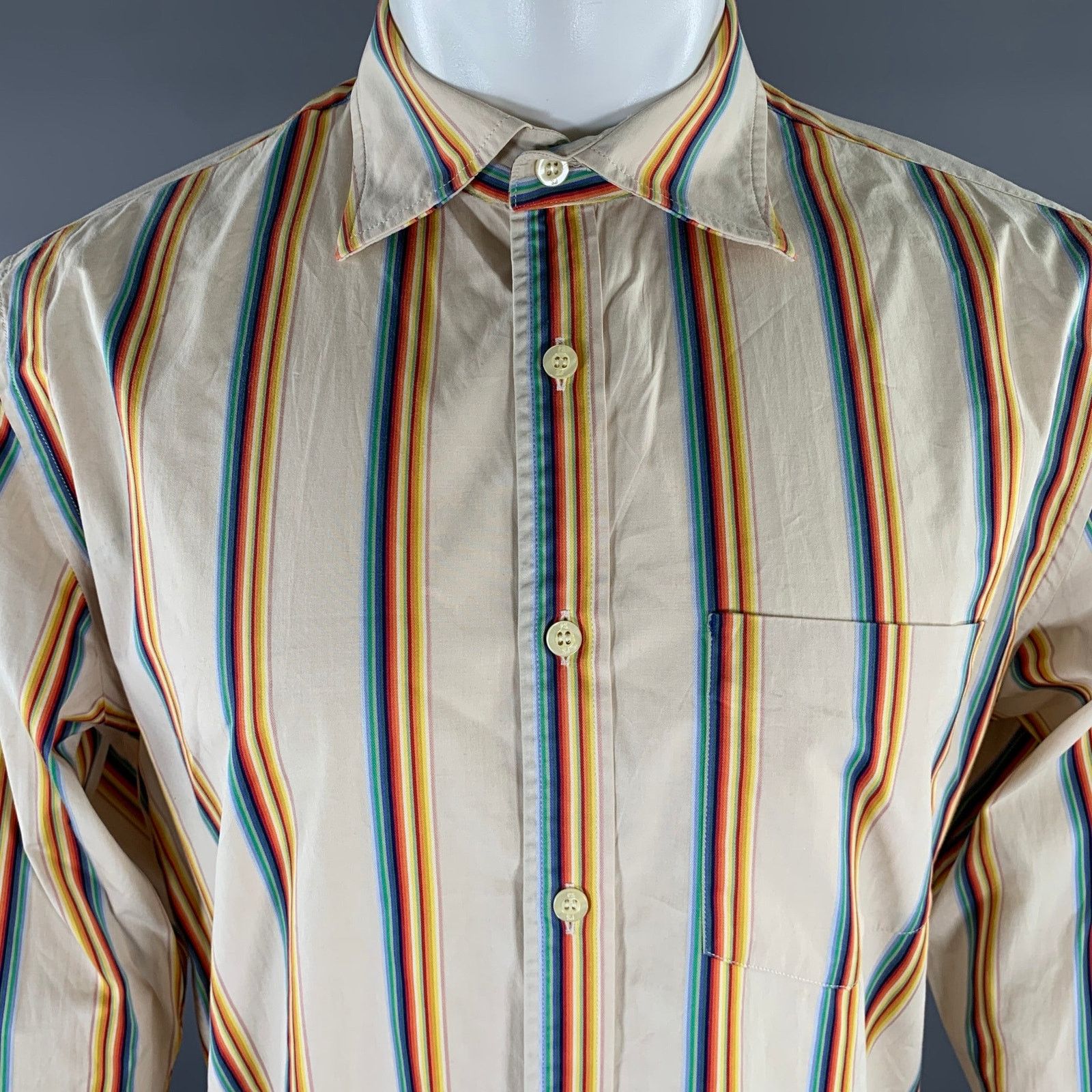 Paul Smith PAUL SMITH L Mixed Pattern Cotton Long Sleeve Shirt Size US L / EU 52-54 / 3 - 2 Thumbnail