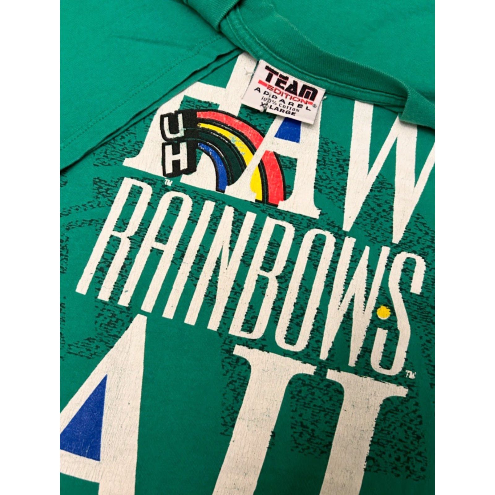 Rainbow VINTAGE University Hawaii Rainbow UH VTG Shirt Mens XL 1990s Green NCAA 90s Sports Hip Hop Size US XL / EU 56 / 4 - 2 Thumbnail