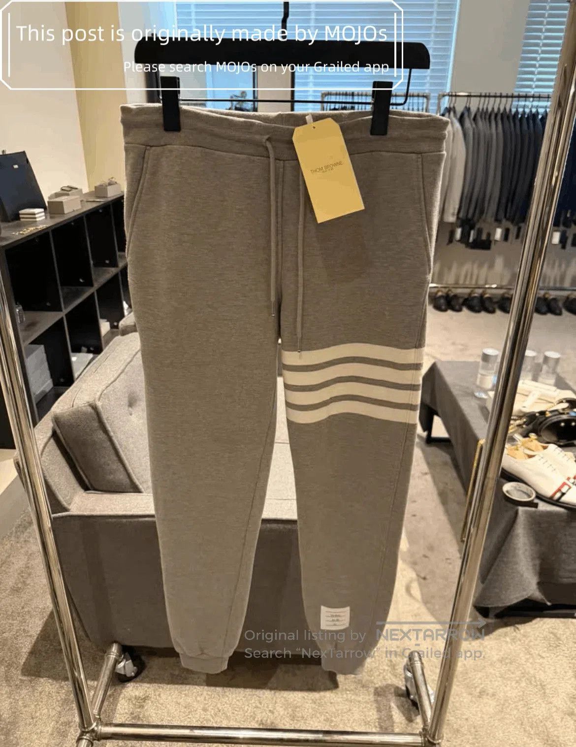 Thom Browne Sz 1 Thom Browne Four White Stripe Gray Sweatpants. Size US 30 / EU 46 - 1 Thumbnail