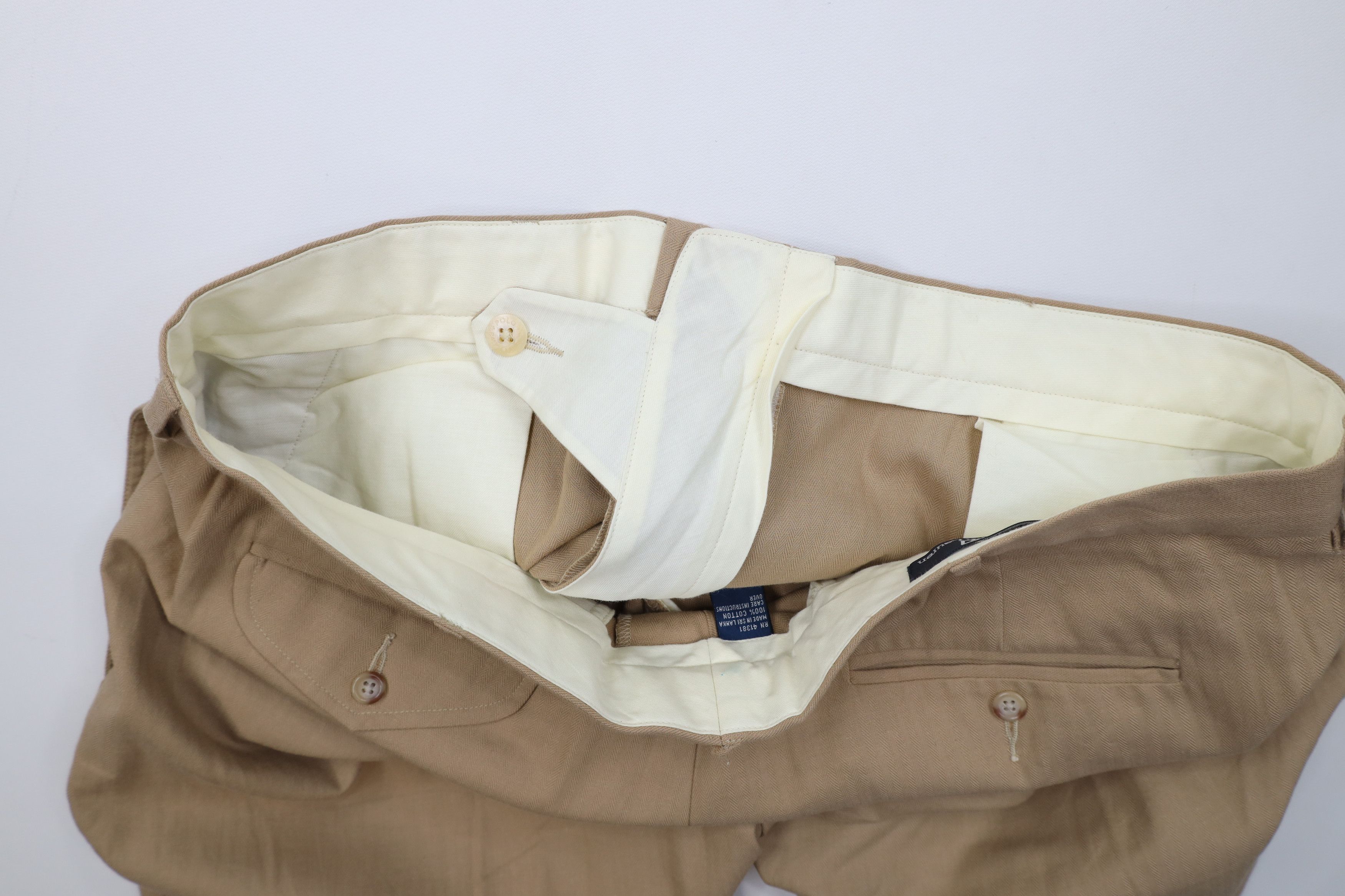 Ralph Lauren Vintage 90s Ralph Lauren Wide Leg Chino Pants Beige Cotton Size US 38 / EU 54 - 7 Thumbnail