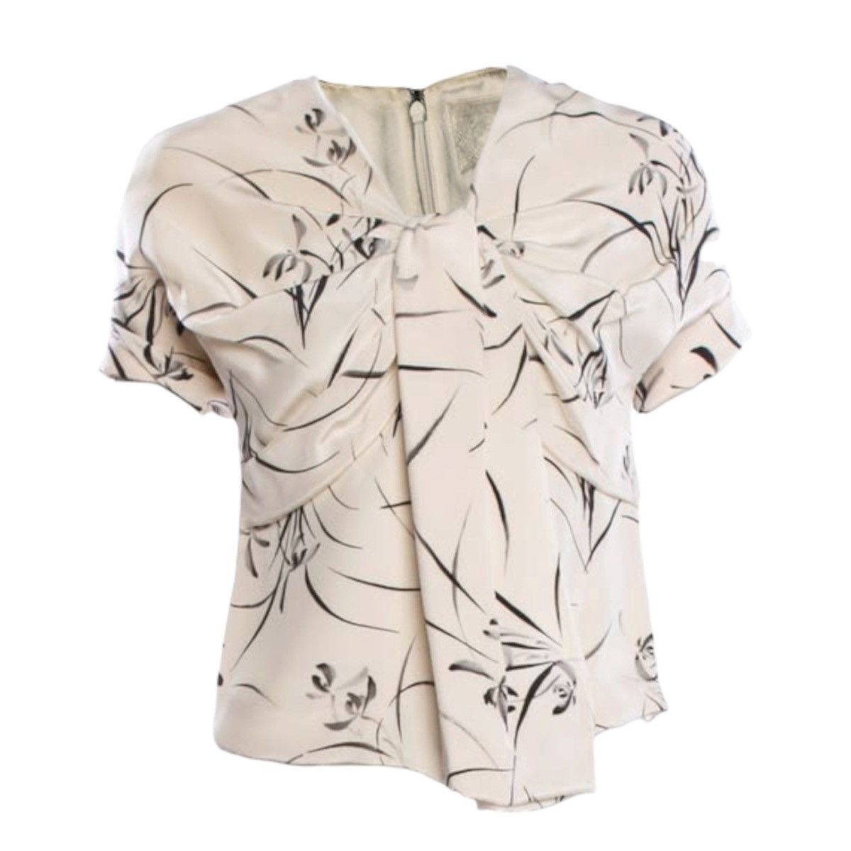 Dior Christian Dior Oriental Painted Floral Draped Silk Blouse Size S / US 4 / IT 40 - 1 Thumbnail