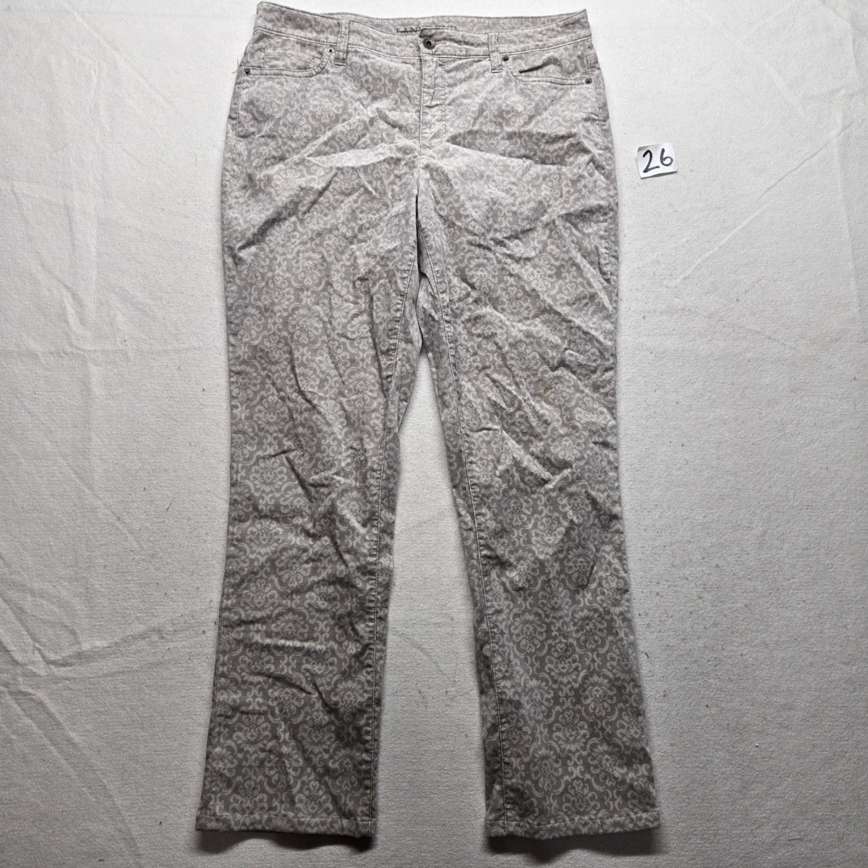 Lands' End Lands' End Womens Pants Straight Pull-On 14 Gray Adult Womens Land's End 14 Pants Stretch Knit Cotton Polyester Spandex Modern 14 Womens Size 36" / US 14 / IT 50 - 2 Thumbnail
