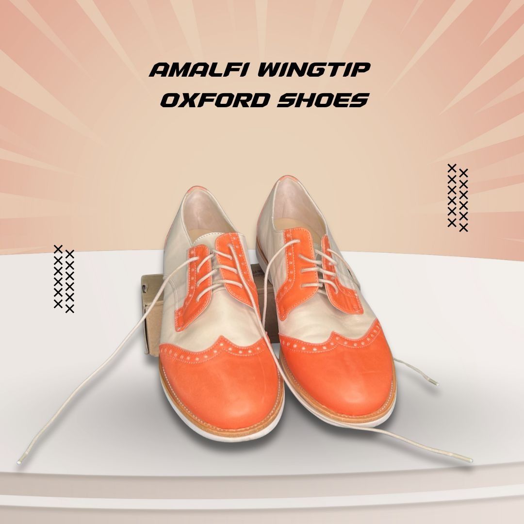 Other Amalfi Wingtip Oxford Shoes Orange & White Leather Men’s Dre Size US 6.5 / IT 36.5 - 1 Thumbnail