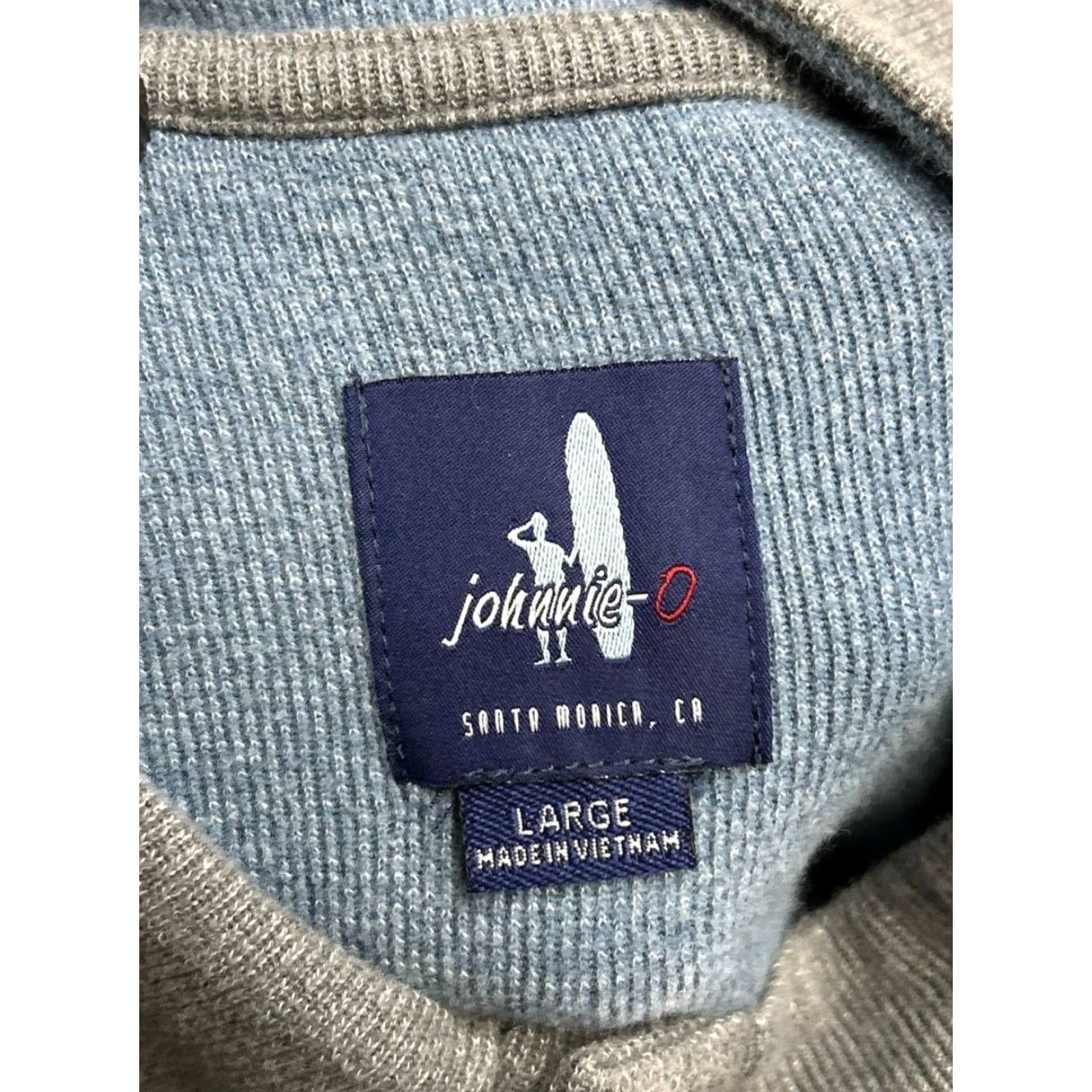 johnnie-O Johnnie-O Sweater Mens Large Gray Cotton Blend Quarter Button Pullover Knit Mock Neck Casual Golf Size US L / EU 52-54 / 3 - 3 Thumbnail