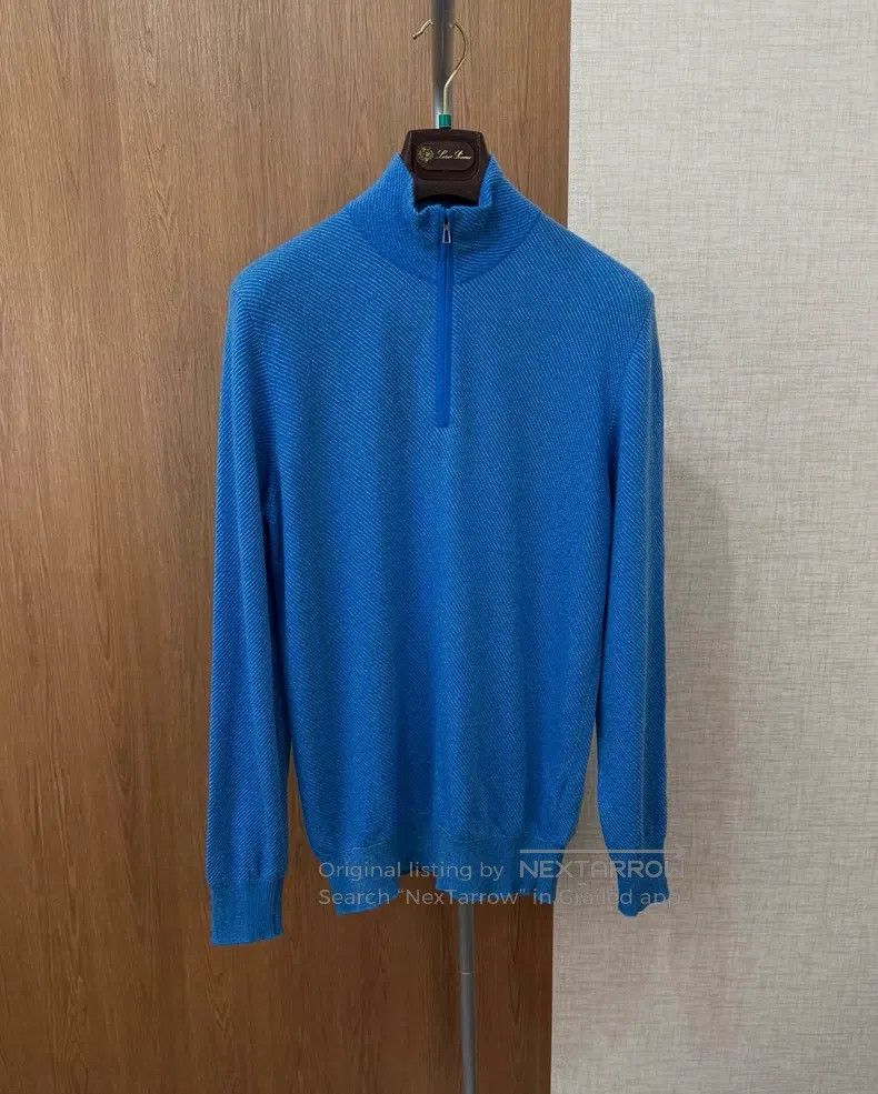 Loro Piana LORO PIANA Men's zippered knit sweater 100% cashmere with Size US M / EU 48-50 / 2 - 5 Thumbnail