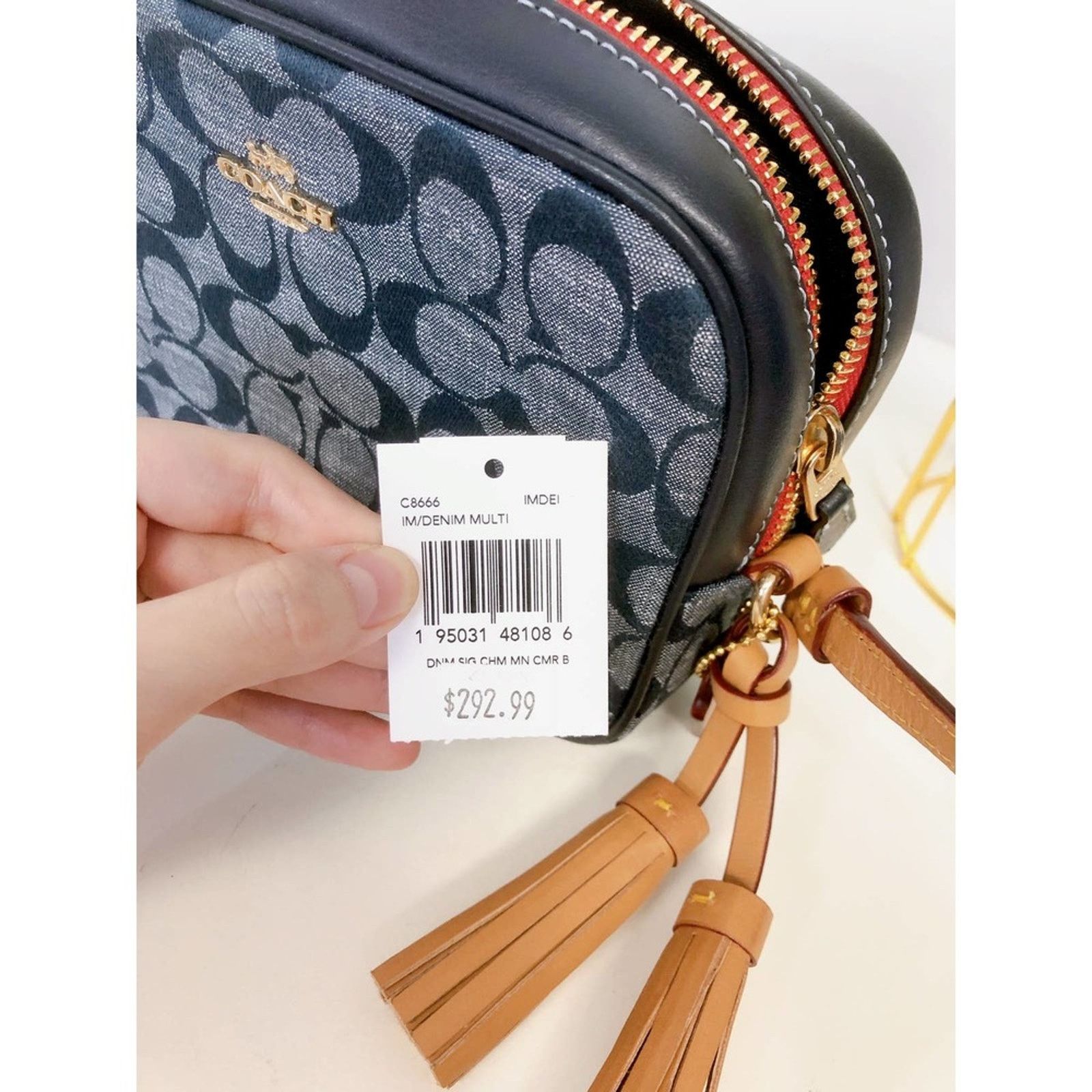 Coach Coach C8666 Mini Camera Bag SigChambray In Gold/DENIM MULTI Size ONE SIZE - 9 Thumbnail