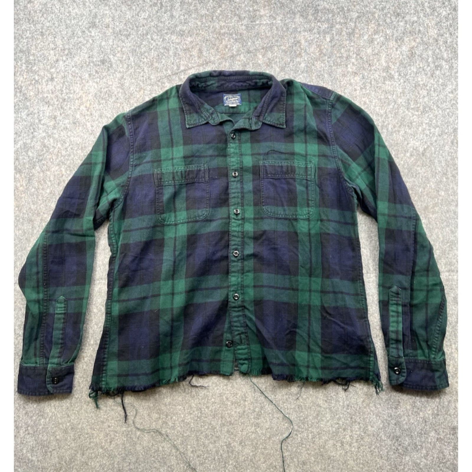 J.Crew VINTAGE J.CREW Plaid Button-Up Shirt Cropped Blue Green Flannel | Size XL | Men Size US XL / EU 56 / 4 - 2 Thumbnail