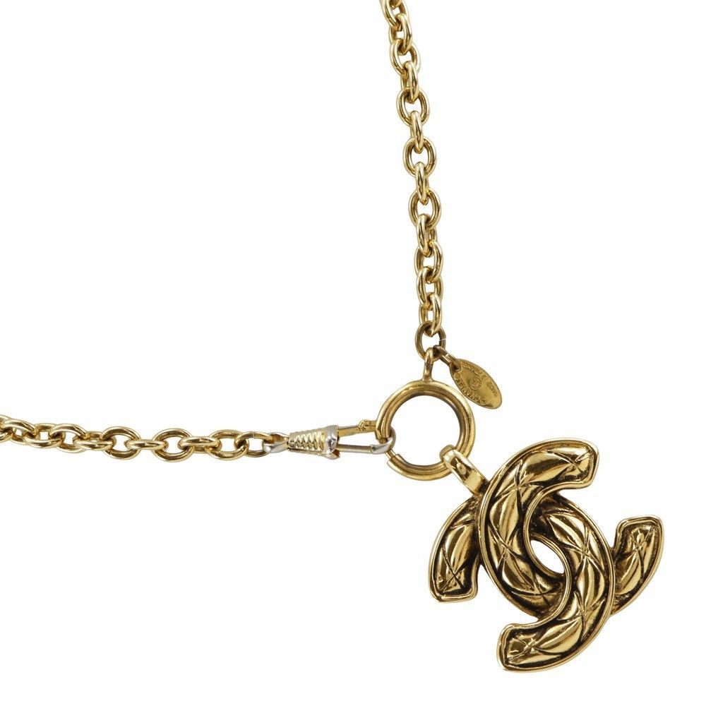 Chanel Chanel Vintage Quilted CC Pendant Necklace Metal Size ONE SIZE - 1 Thumbnail