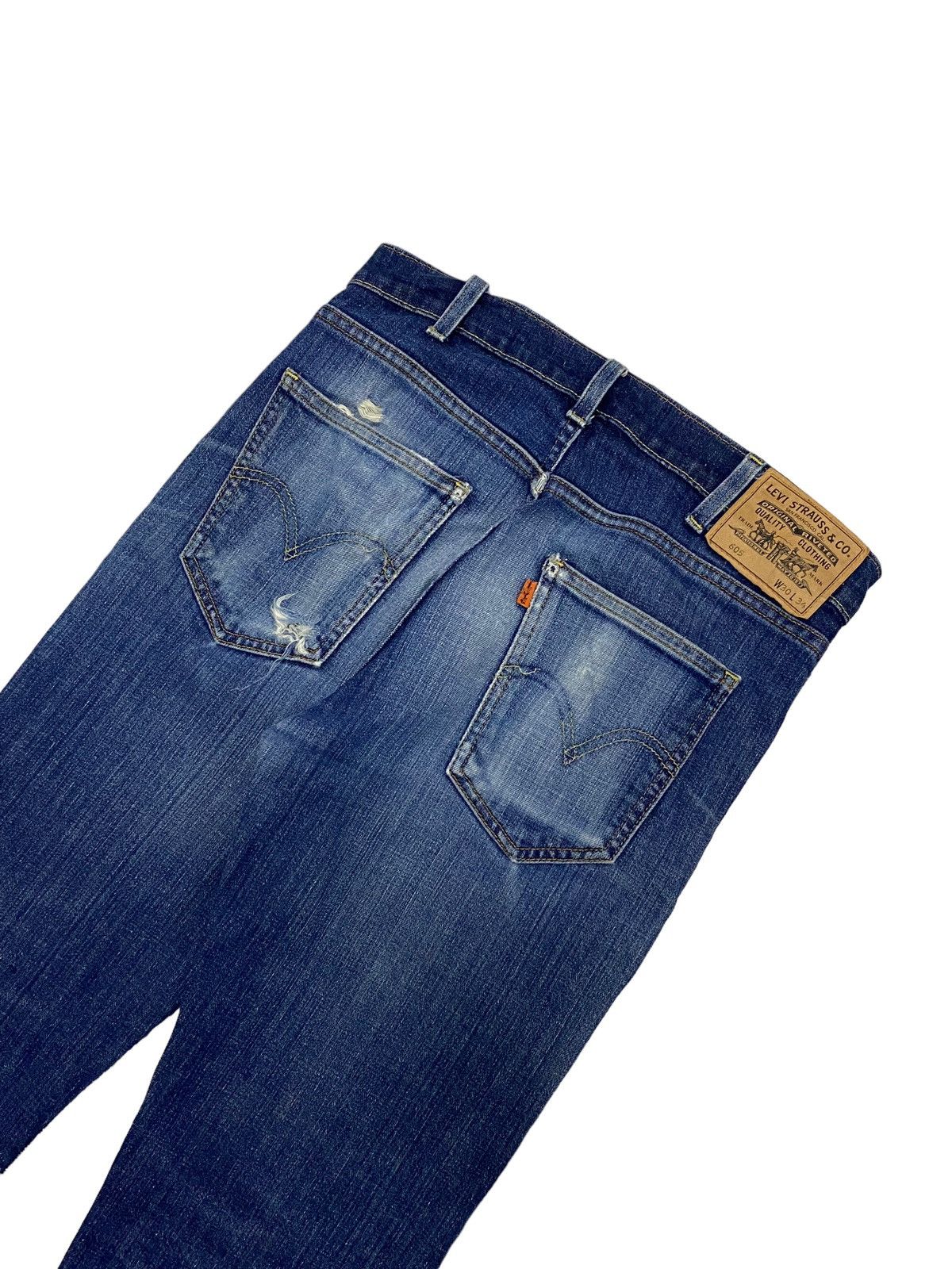 Levi's Levis Big E 605 Orange Tag Distressed Straight Cut Size US 29 - 8 Thumbnail
