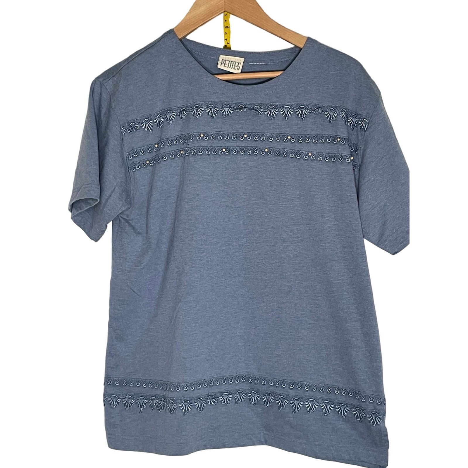 Other Just for Petites Womans Embellished Short Sleeve Top Size L / US 10 / IT 46 - 1 Thumbnail